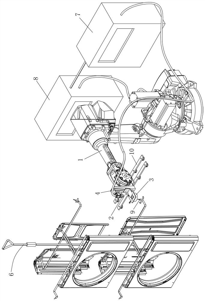 Robot workpiece automatic hanging system based on visual identification detection