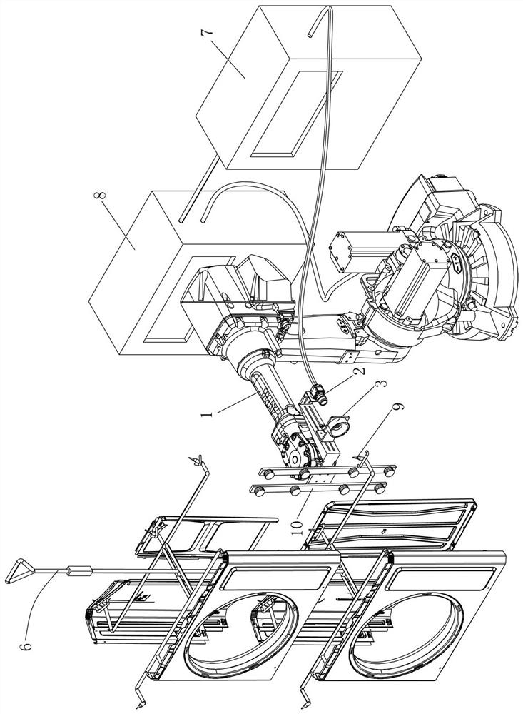 Robot workpiece automatic hanging system based on visual identification detection