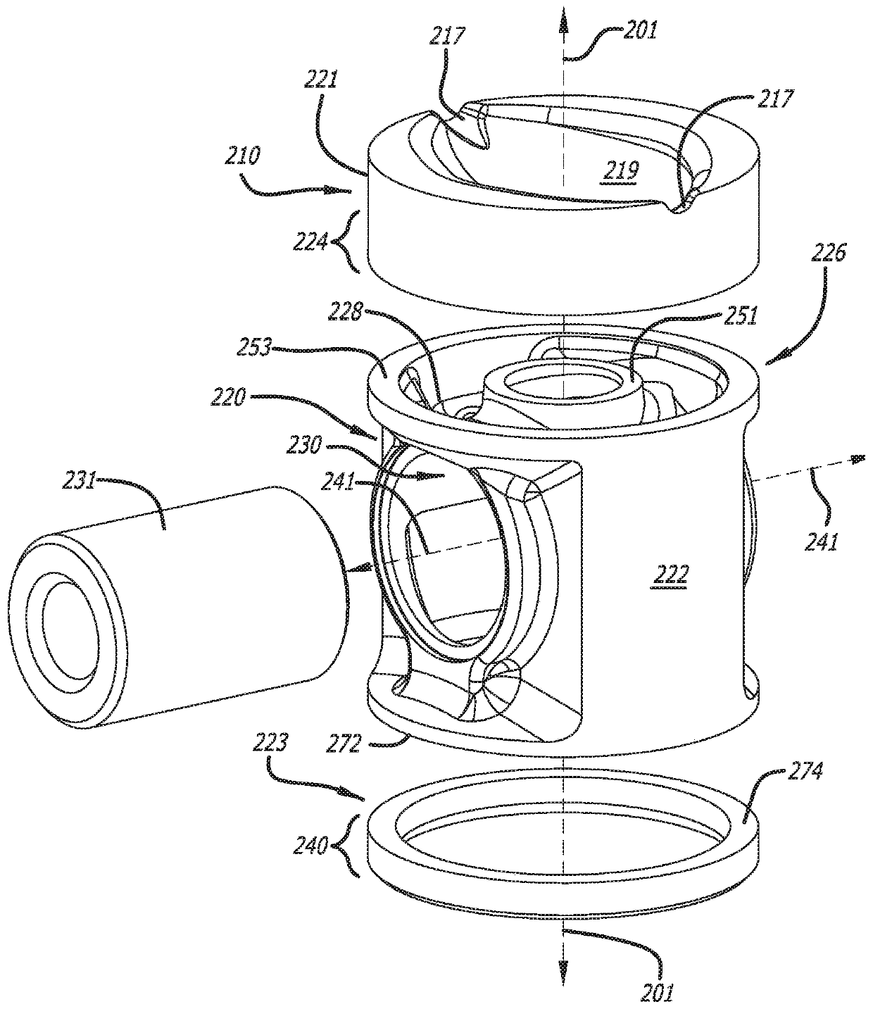 Multi-part piston construction for an opposed-piston engine