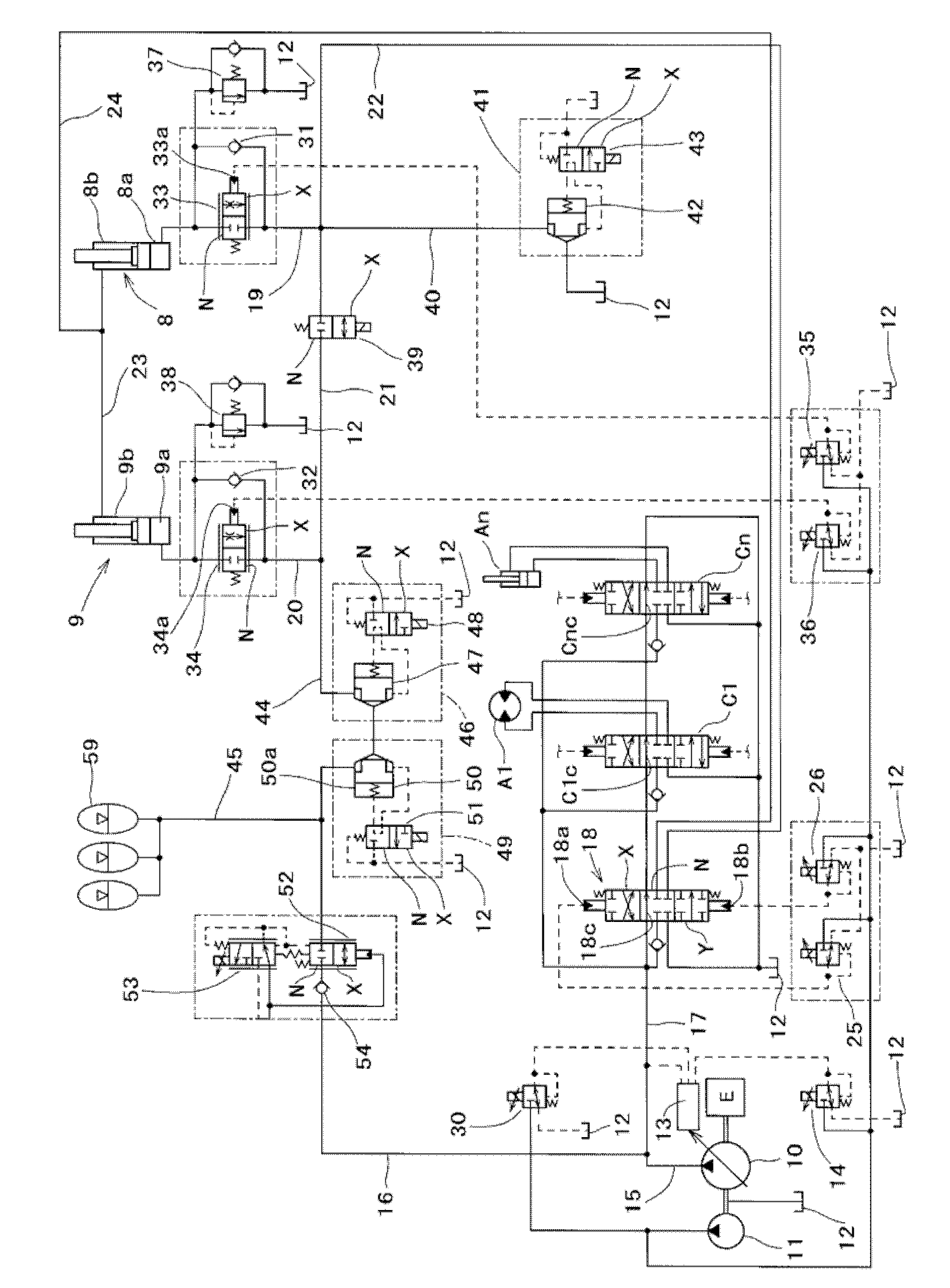 Hydraulic control system in working machine