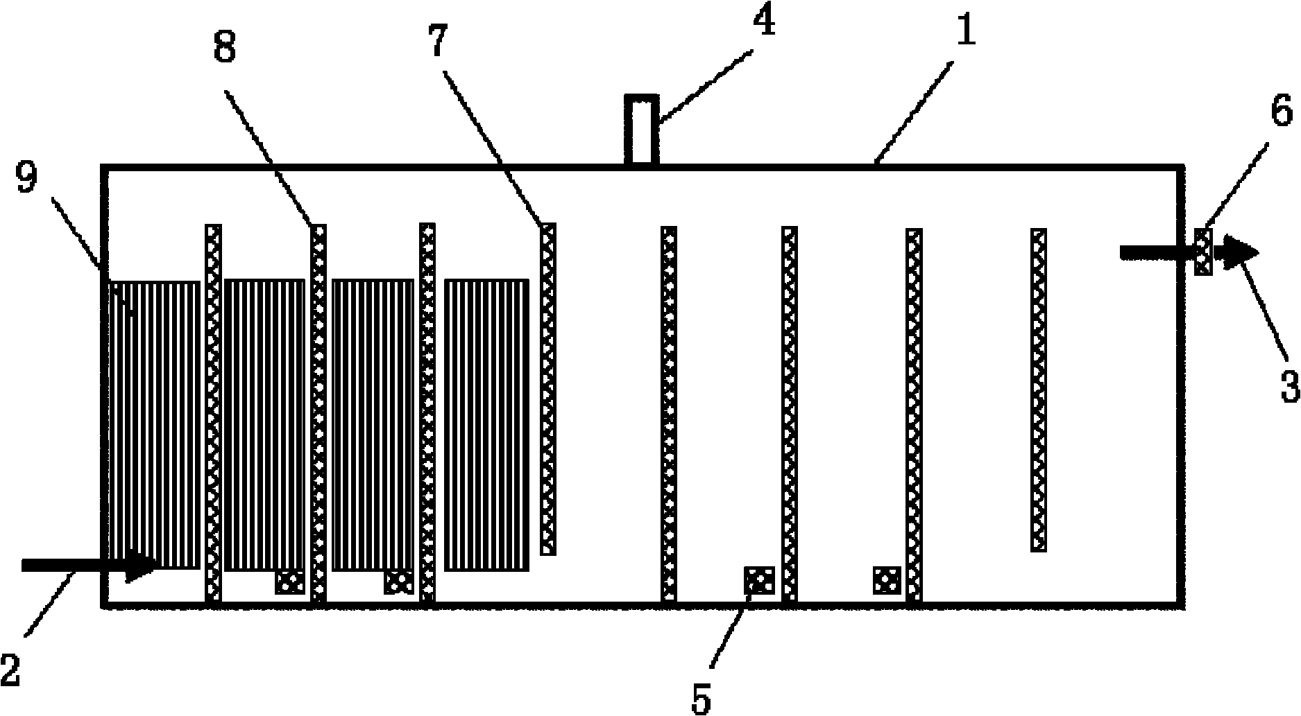 Anaerobic reactor of horizontal flow fixed bed