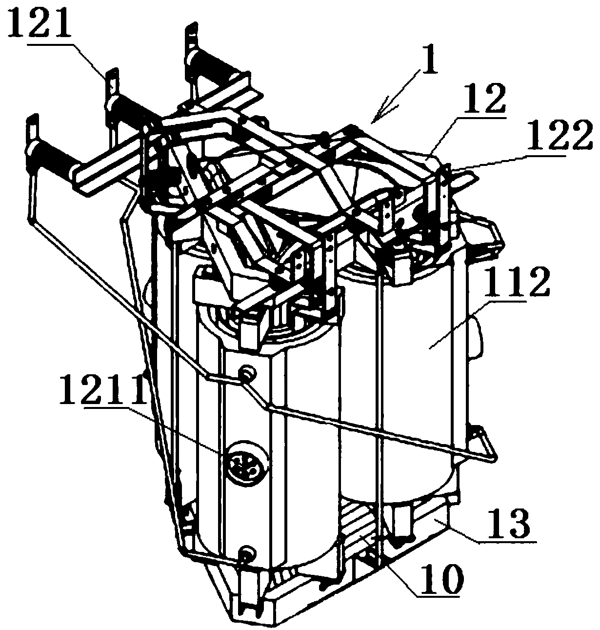 A three-dimensional wound core resin insulated dry-type transformer