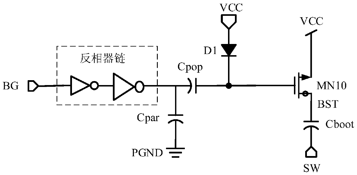 Switching MOS bootstrap charging circuit for gate drive of high speed gan power devices