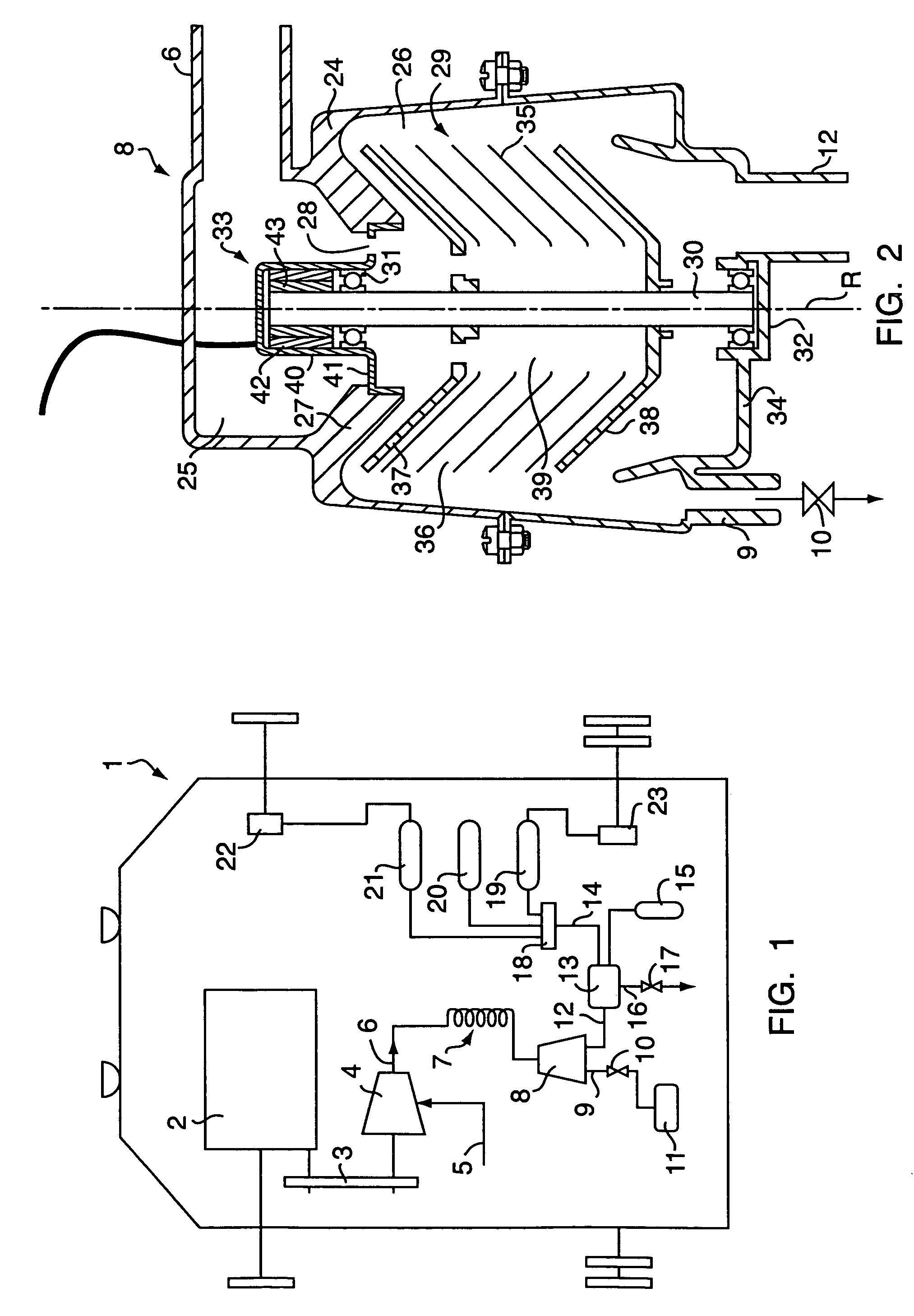 Method of treating air on board on a vehicle, and a device for use when performing the method