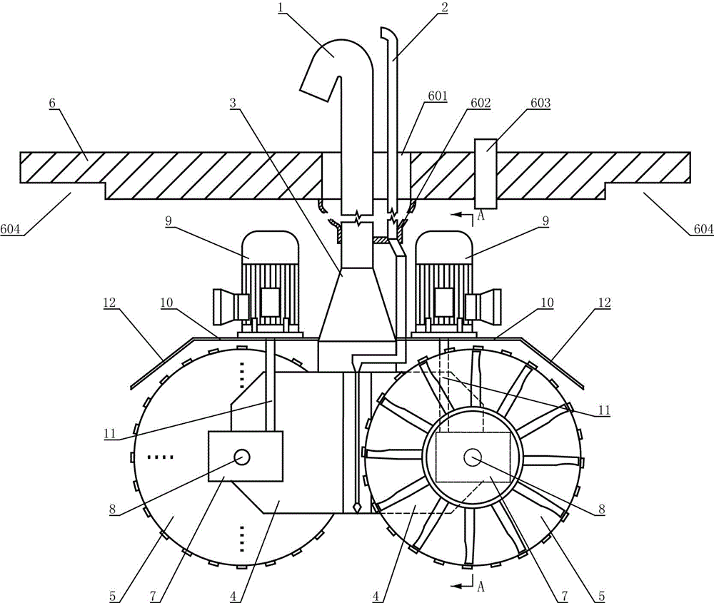 Pneumatic deep groove digging device