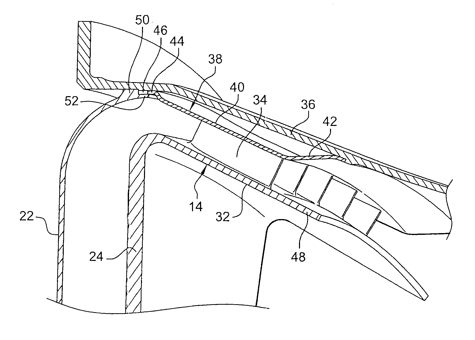 Diffuser-nozzle assembly for a turbomachine