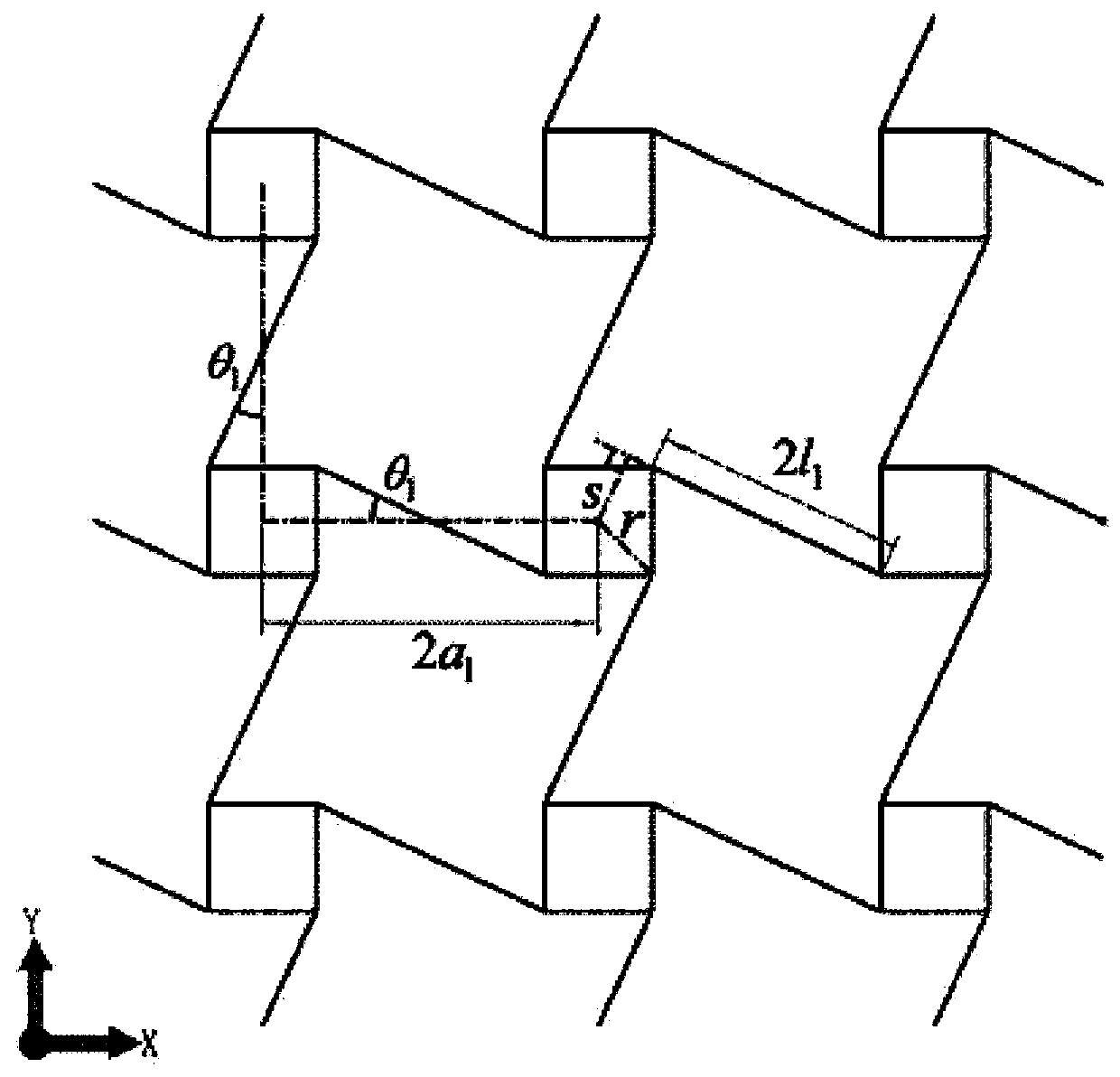 A porous material structure with partially oriented negative Poisson's ratio