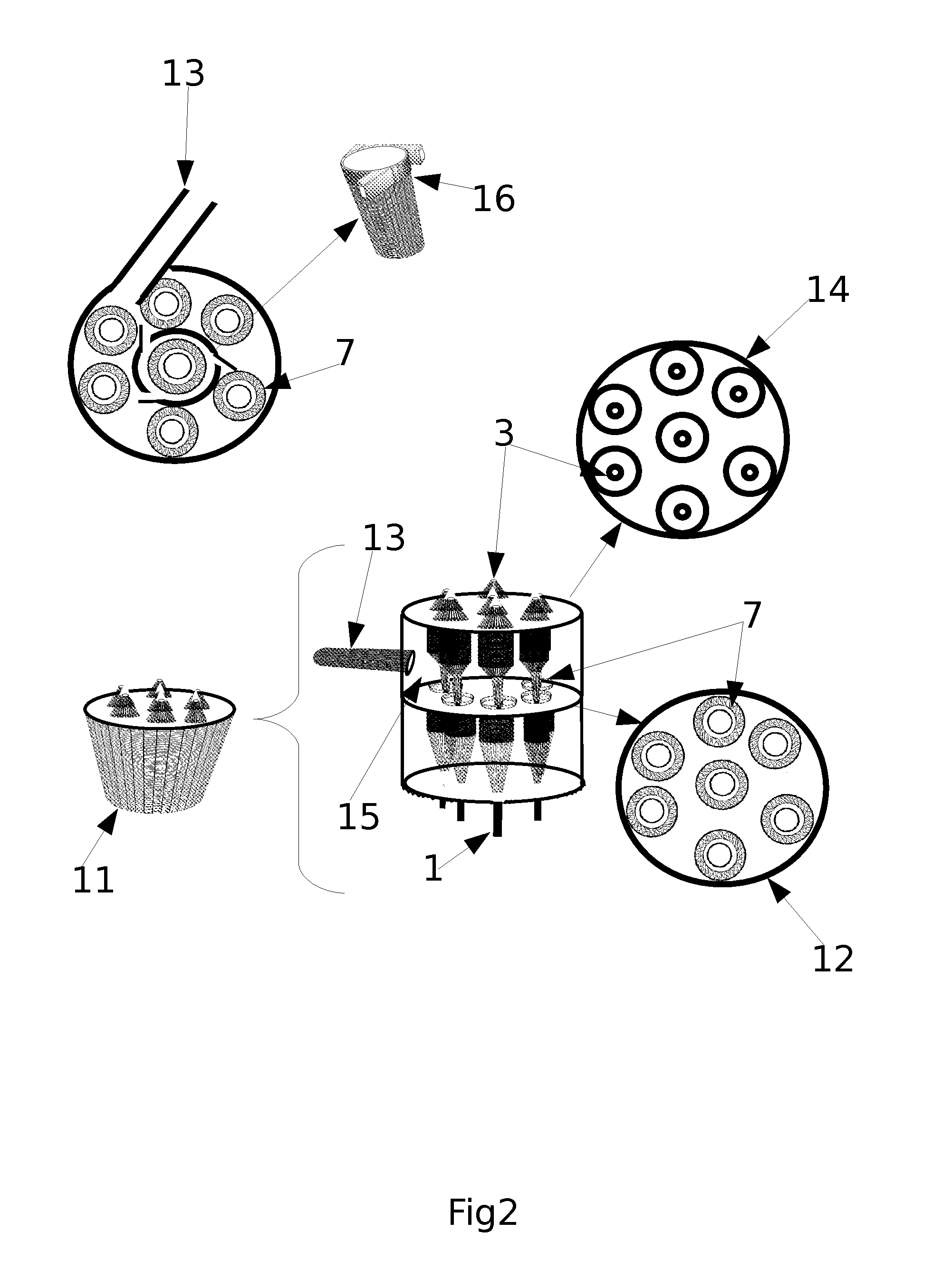 Method for the desalination or purification of water by distillation of a spray (spray pump)