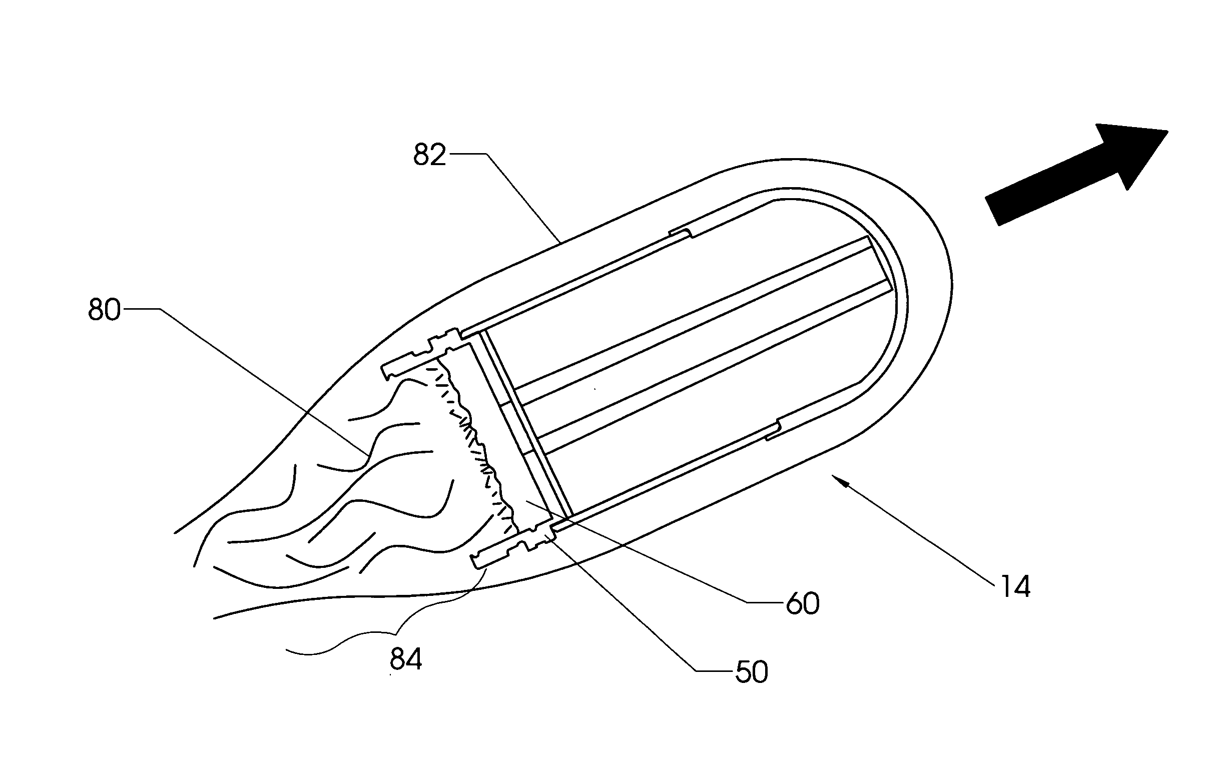 Drag minimizing projectile delivery system