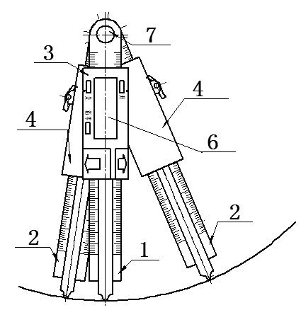 Three-point identifying arc measuring instrument and measuring method