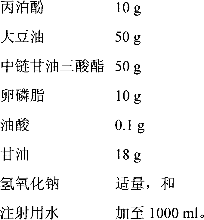 Propofol medium/long-chain injection and preparation method thereof