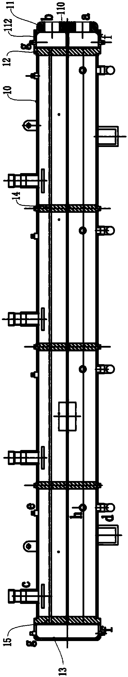 Copper pipe water channel double-space-plate refrigeration evaporator with multiple outer shell sections