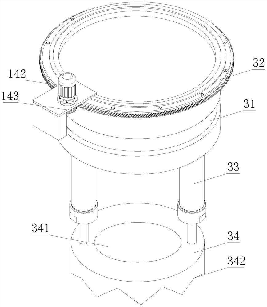 A turbine device for cleaning glass on the surface of candy jars and its implementation method