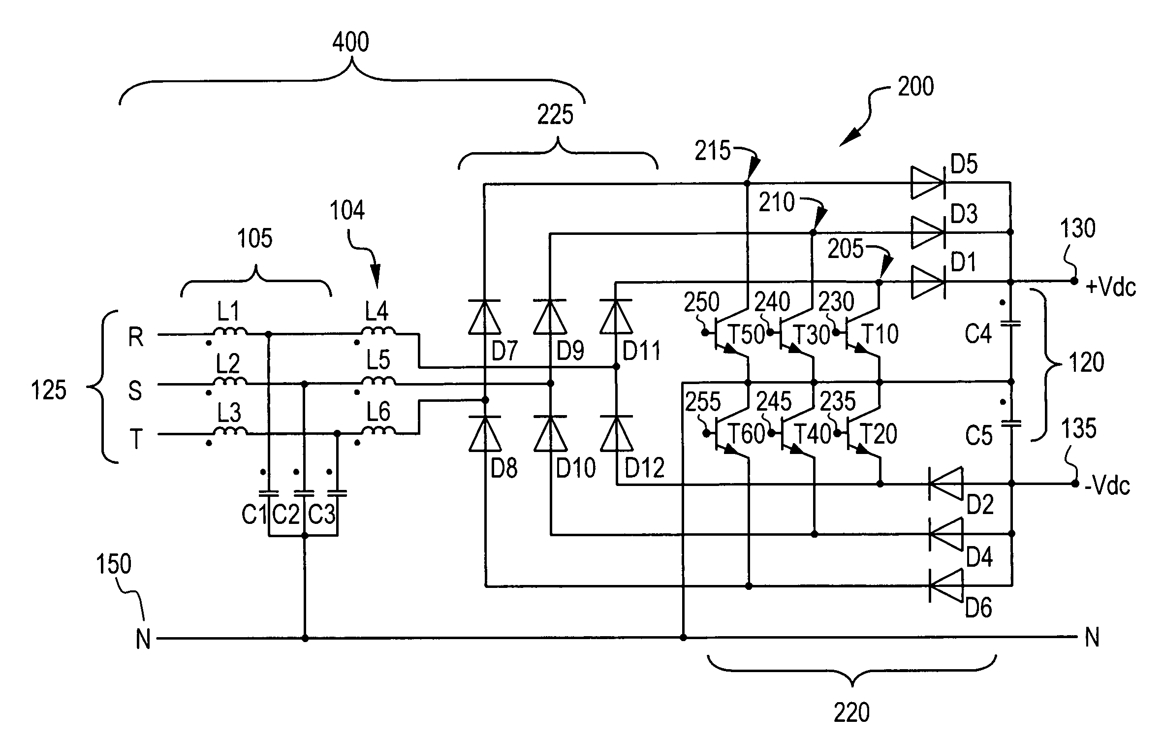 AC/DC converter and method of modulation thereof