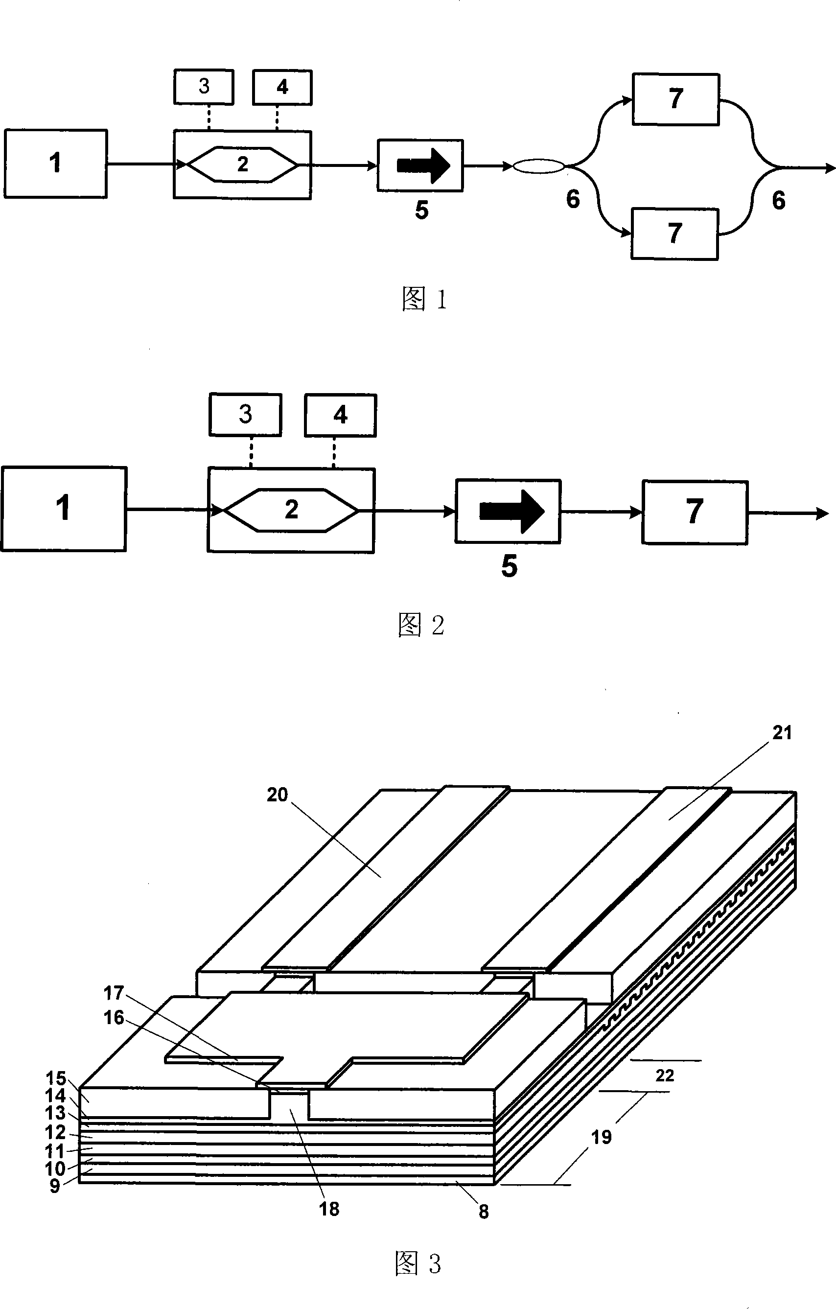 Integrated opto-electronic device for generating high-frequency microwave by light heterodyne method