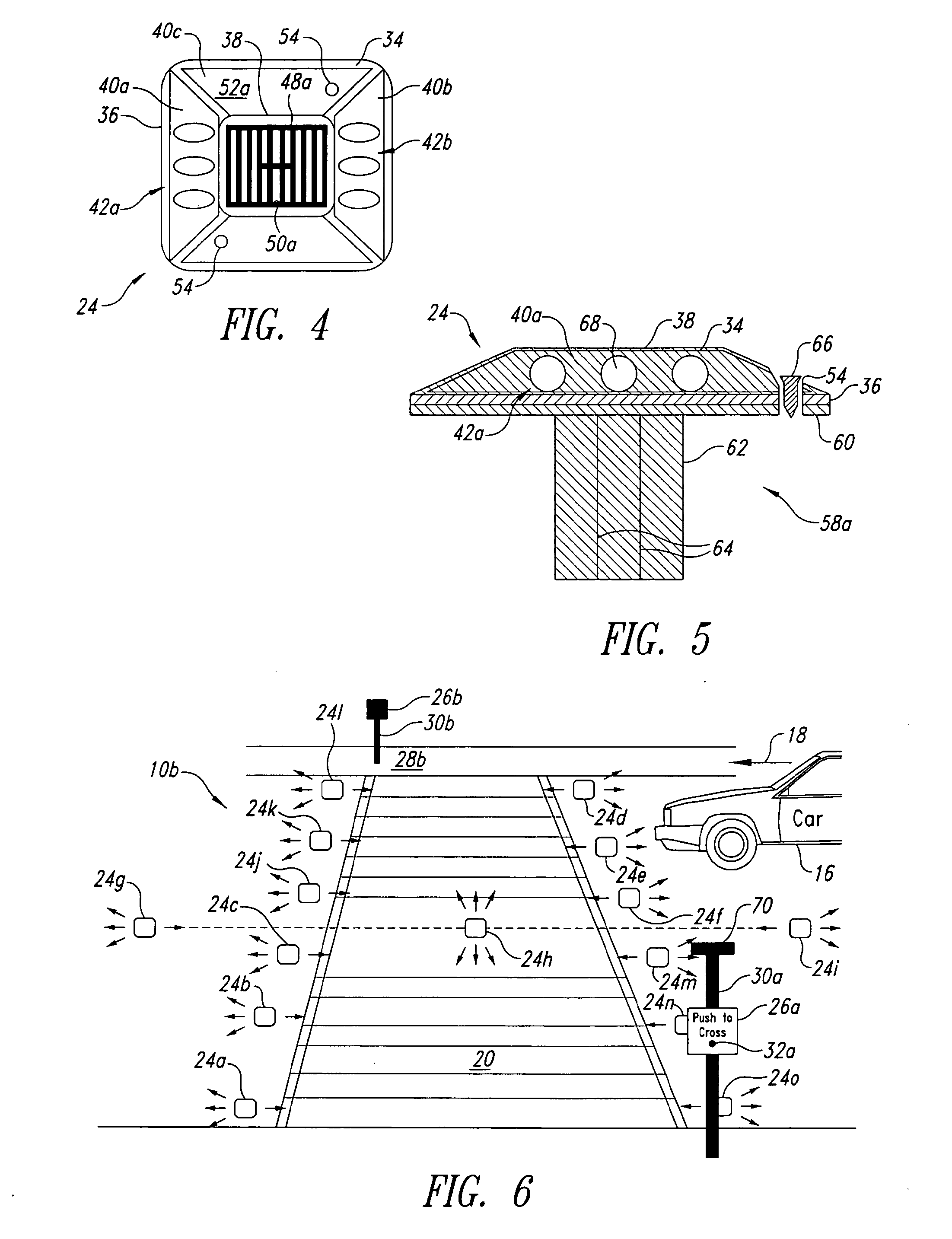 Methods, systems and devices related to road mounted indicators for providing visual indications to approaching traffic