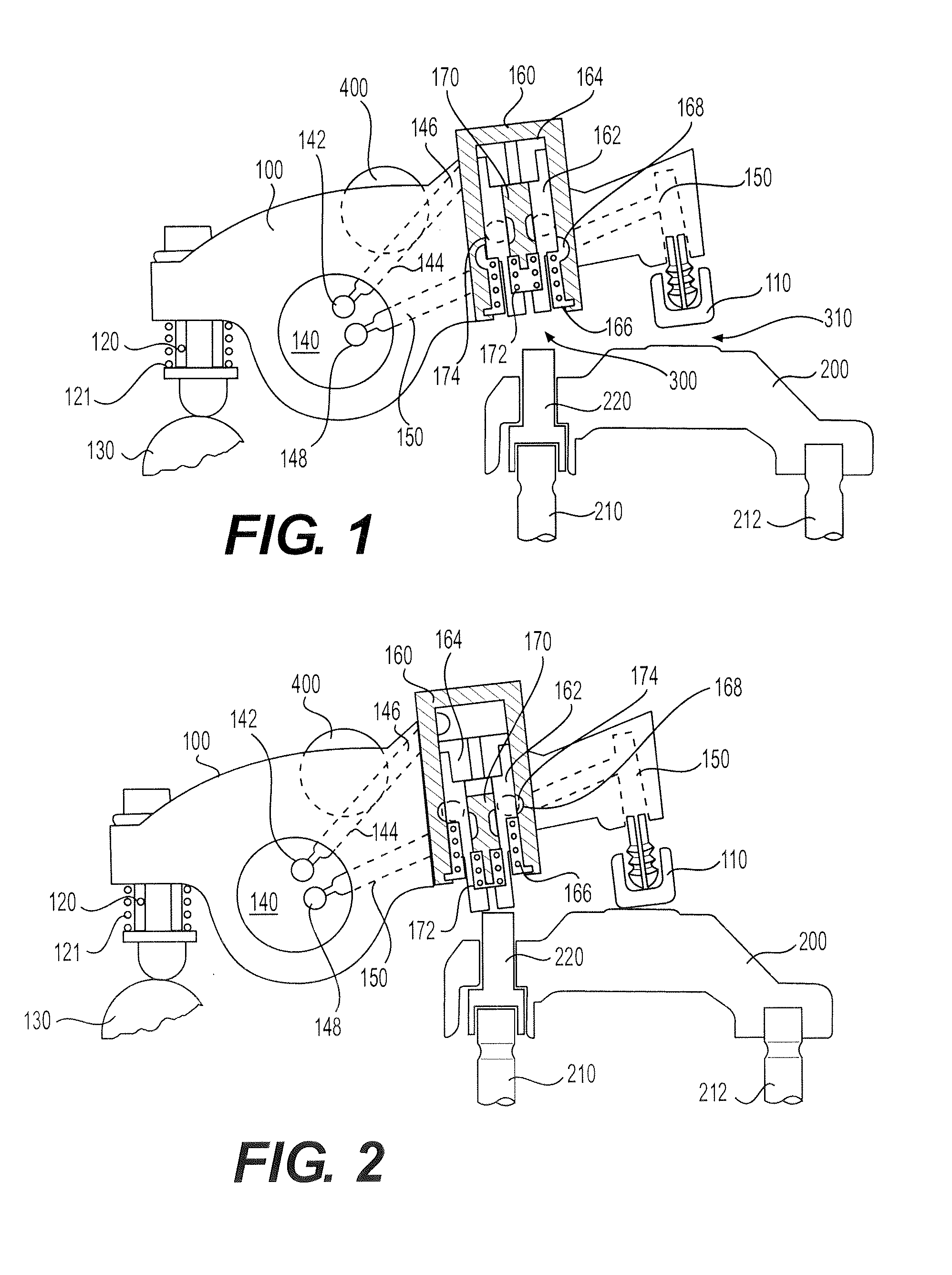 Integrated lost motion rocker brake with automatic reset