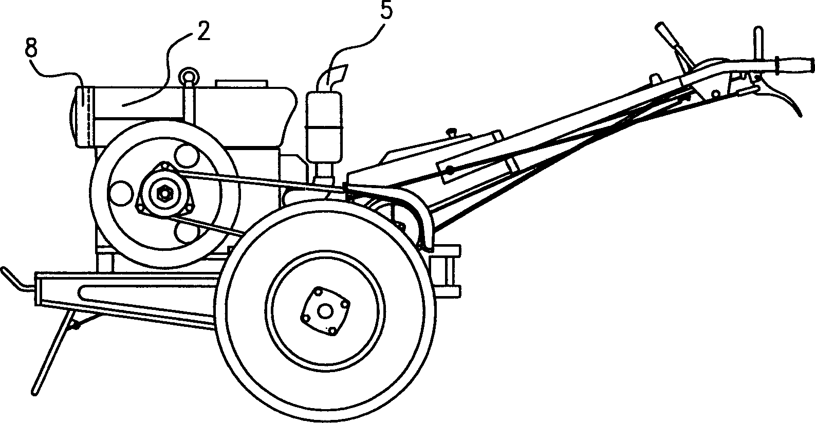 Single cylinder horizontal water cooling diesel engine hand tractor installed with said diesel engine