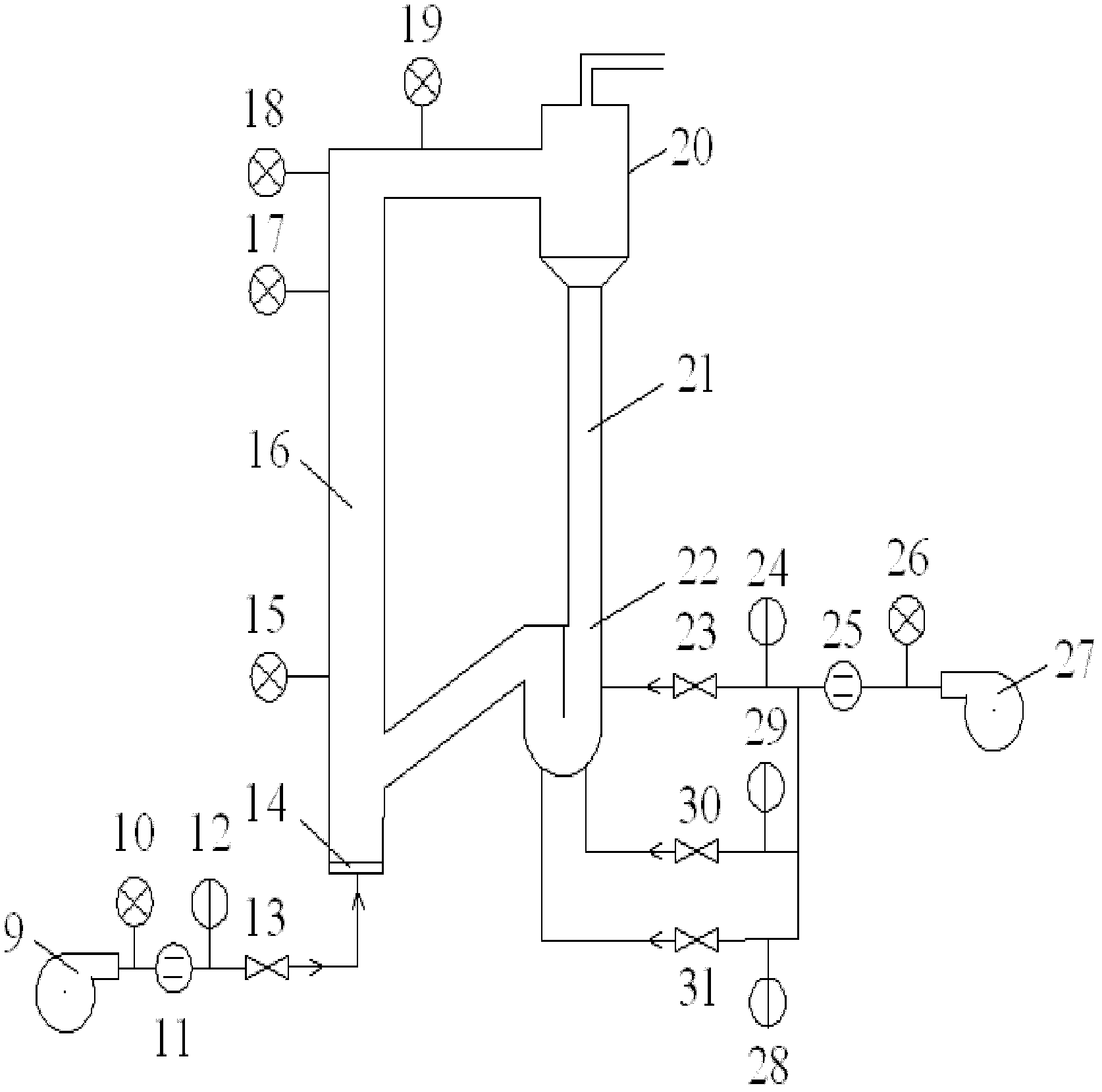 Circular-arc-shaped U valve material returning device for high-density circulating fluidized bed utilizing B-class particle