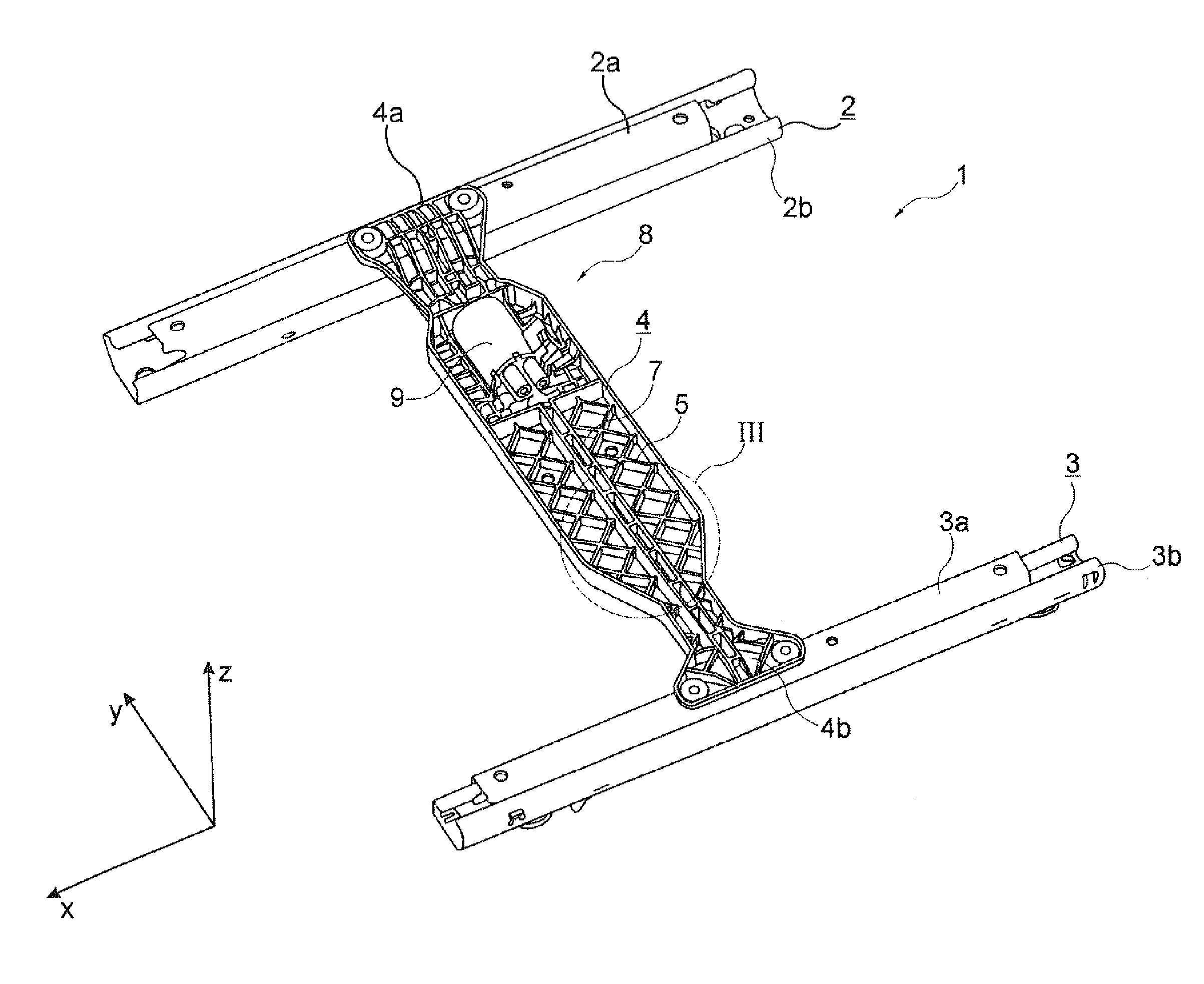Rail adjustment system for a motor vehicle seat