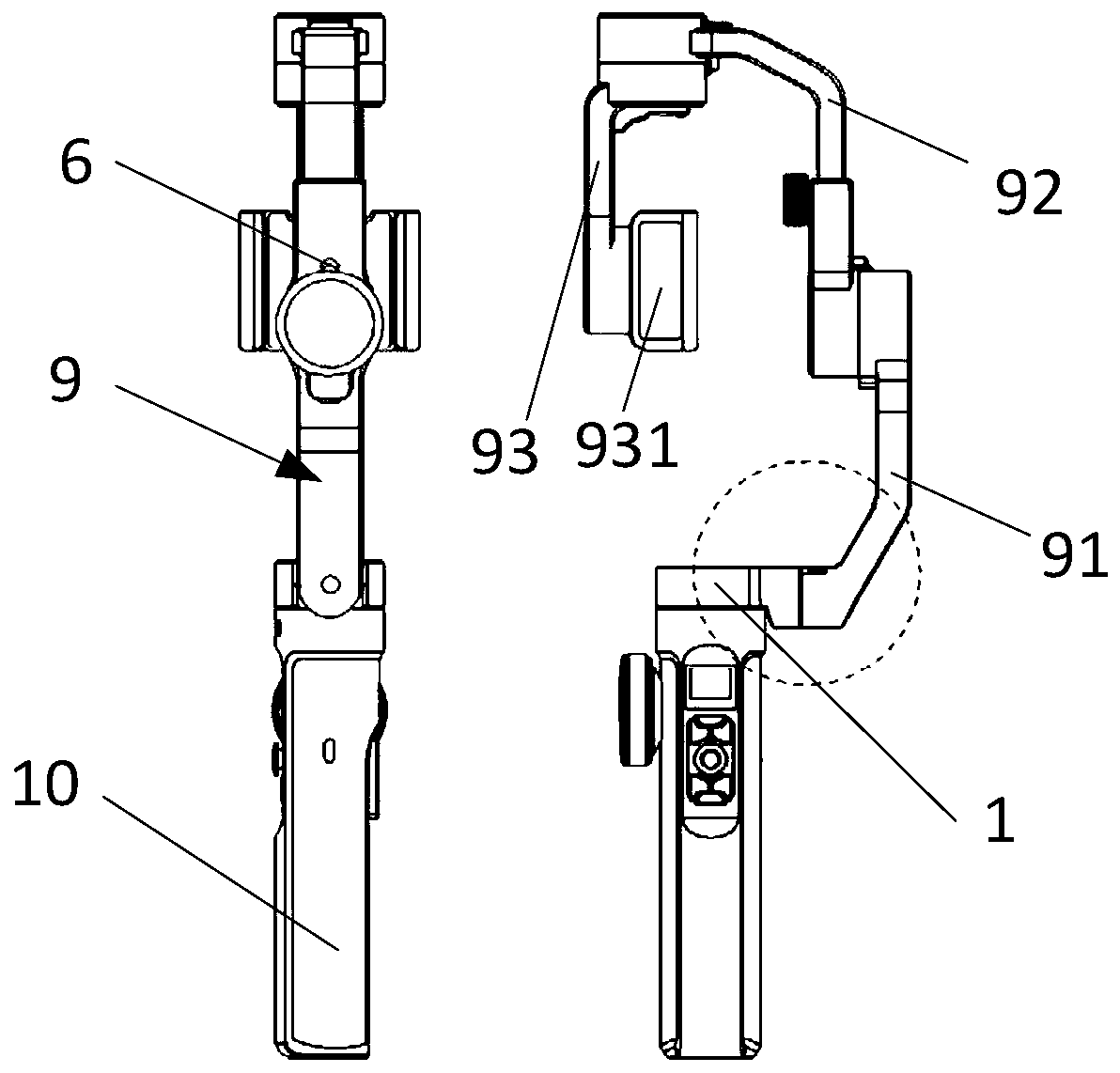 Stabilizer folding structure and handheld stabilizer