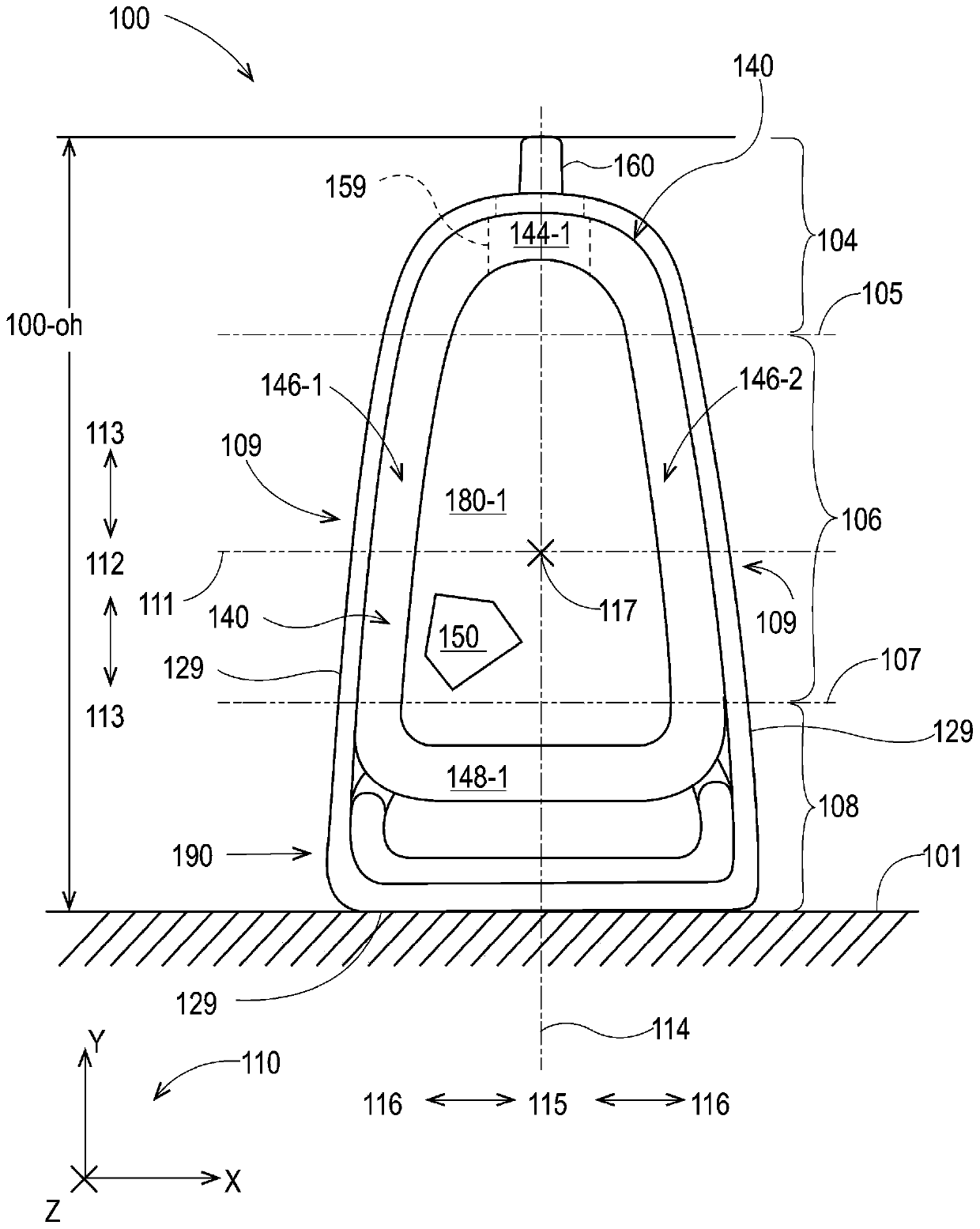 Flexible container with crinkled corners