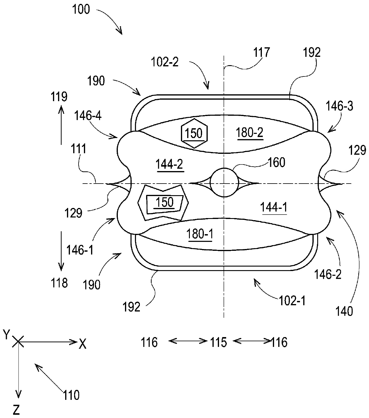 Flexible container with crinkled corners