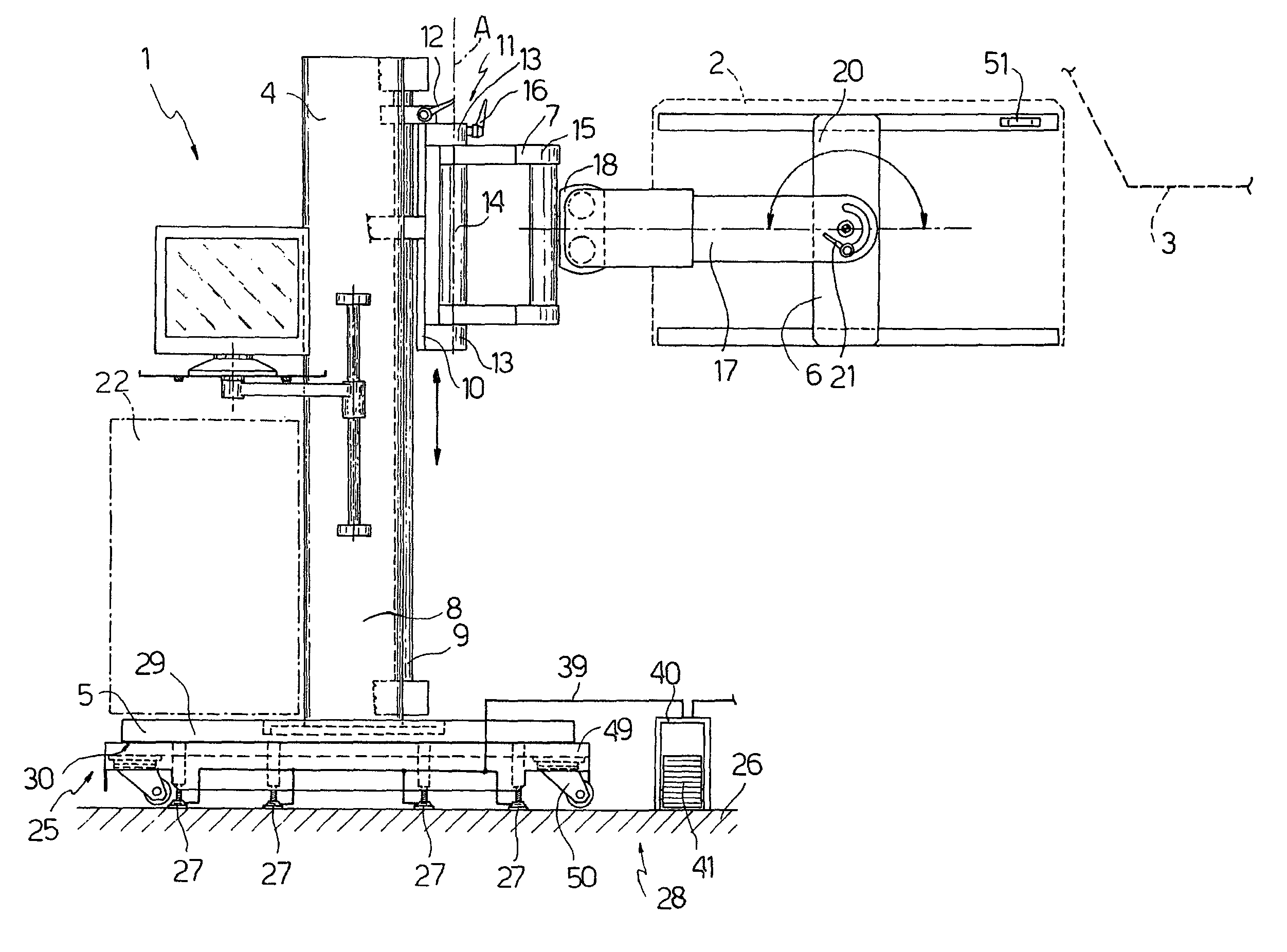 Device for positioning an electronic test head with respect to a manipulator for manipulating electronic components, in particular integrated circuits