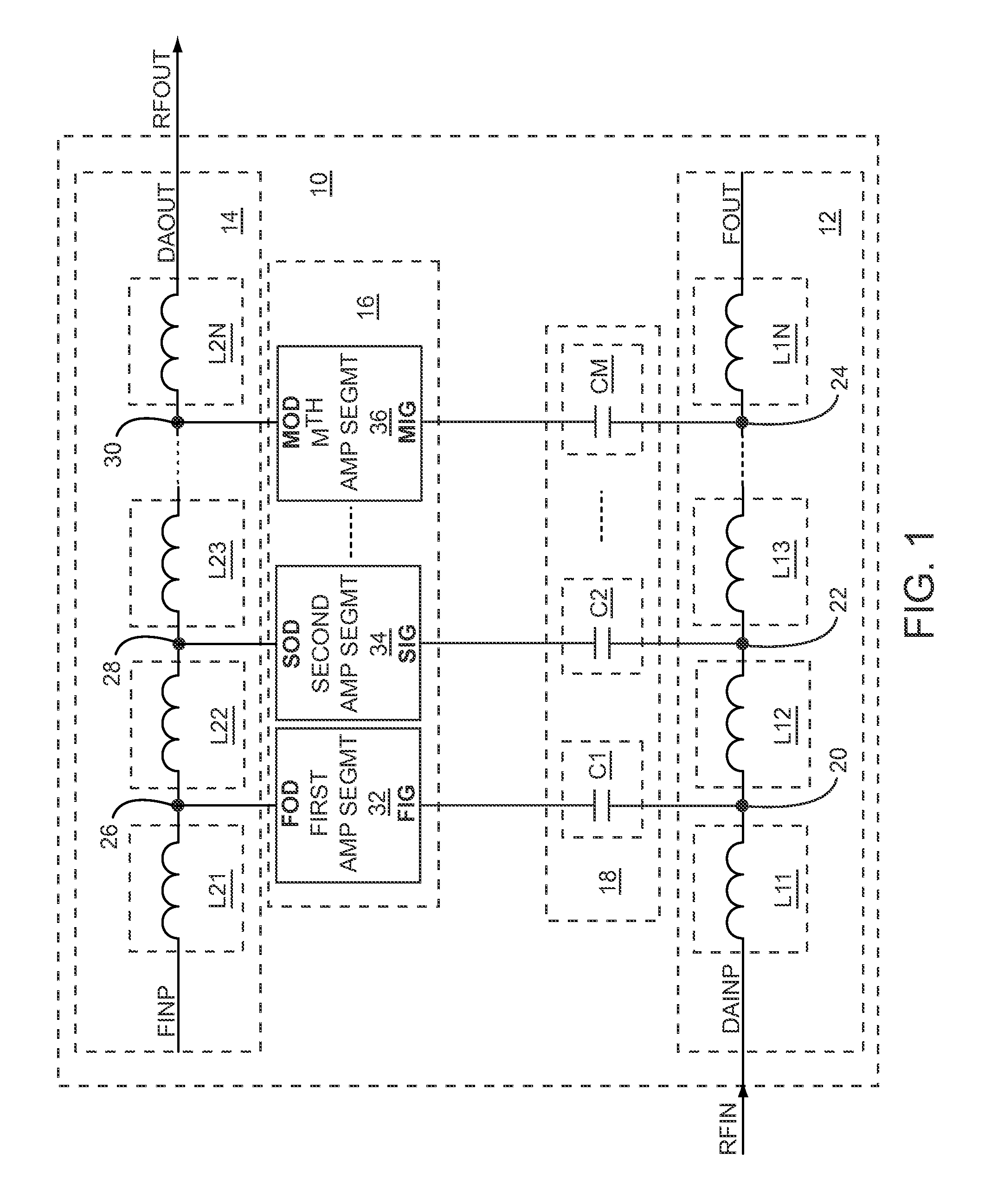 Capacitively-coupled non-uniformly distributed amplifier