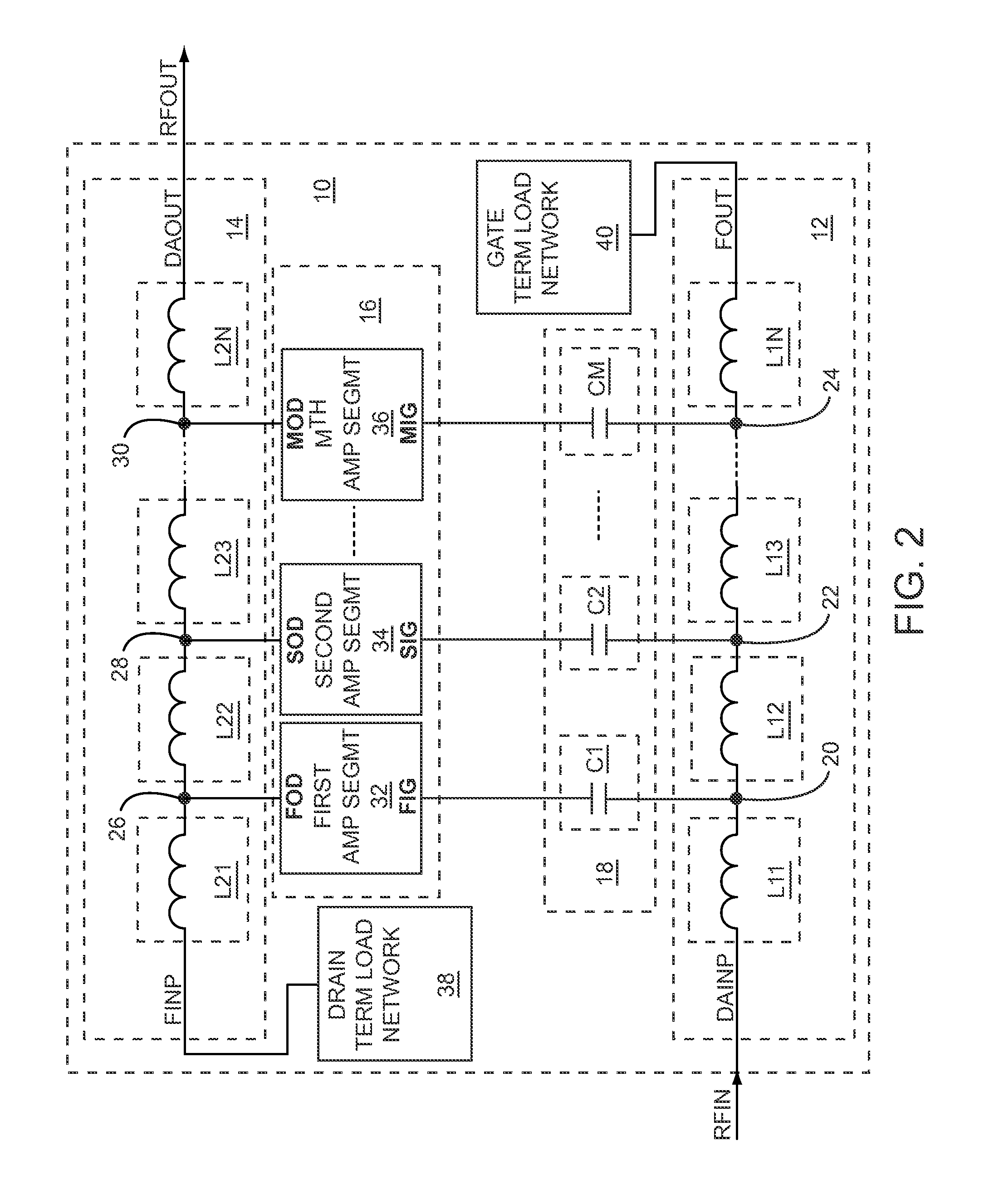 Capacitively-coupled non-uniformly distributed amplifier
