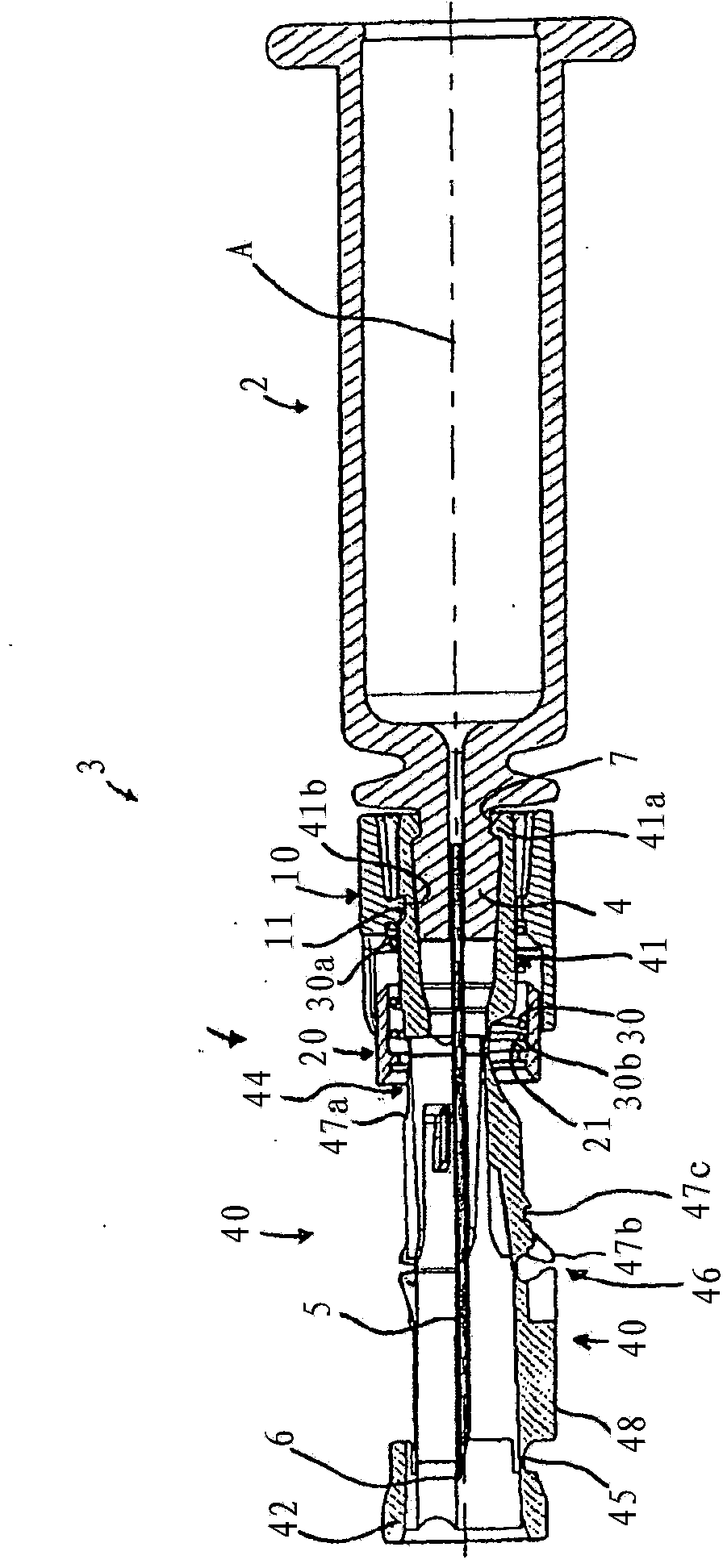 Needle assembly and injection device with foldable needle protecting means