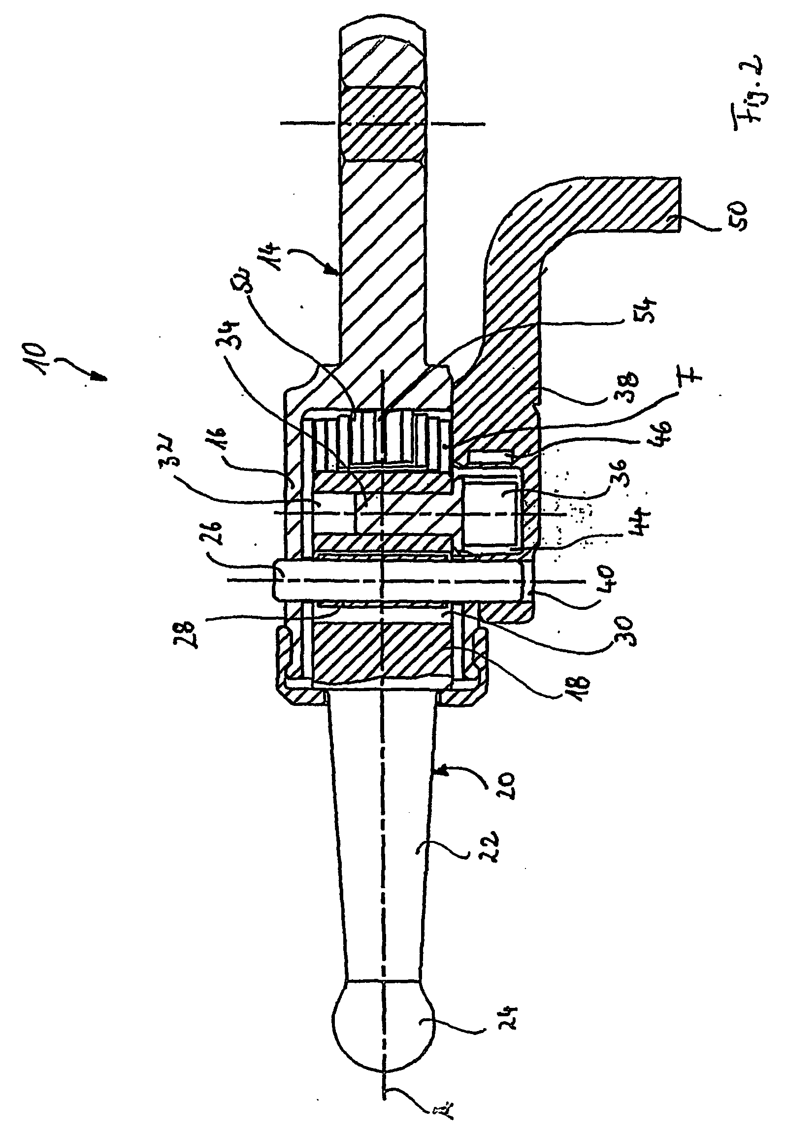 Device for the detection of an actuation force of a brake pedal, and brake system