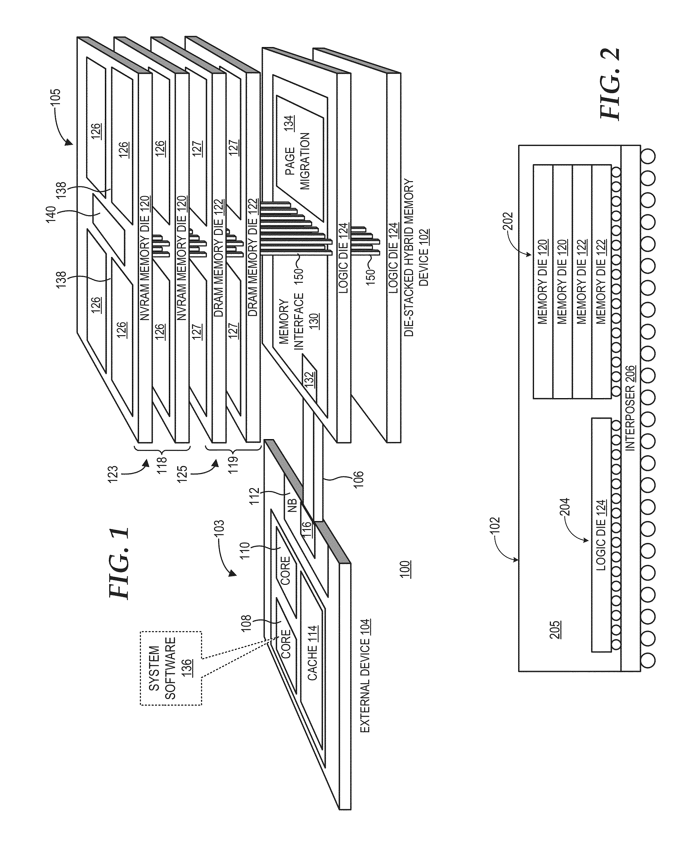 Page migration in a 3D stacked hybrid memory