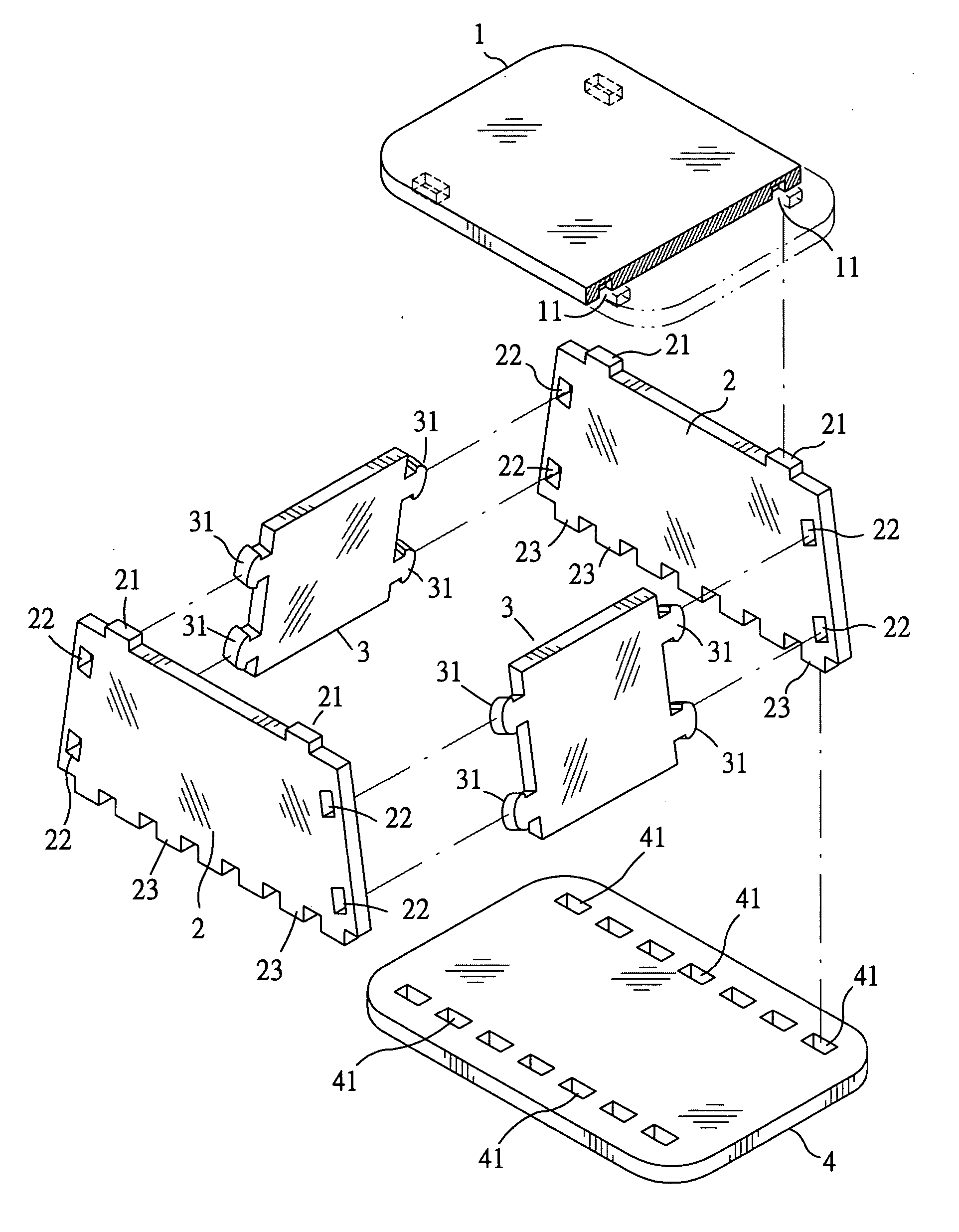 Combined structure made of a foam material