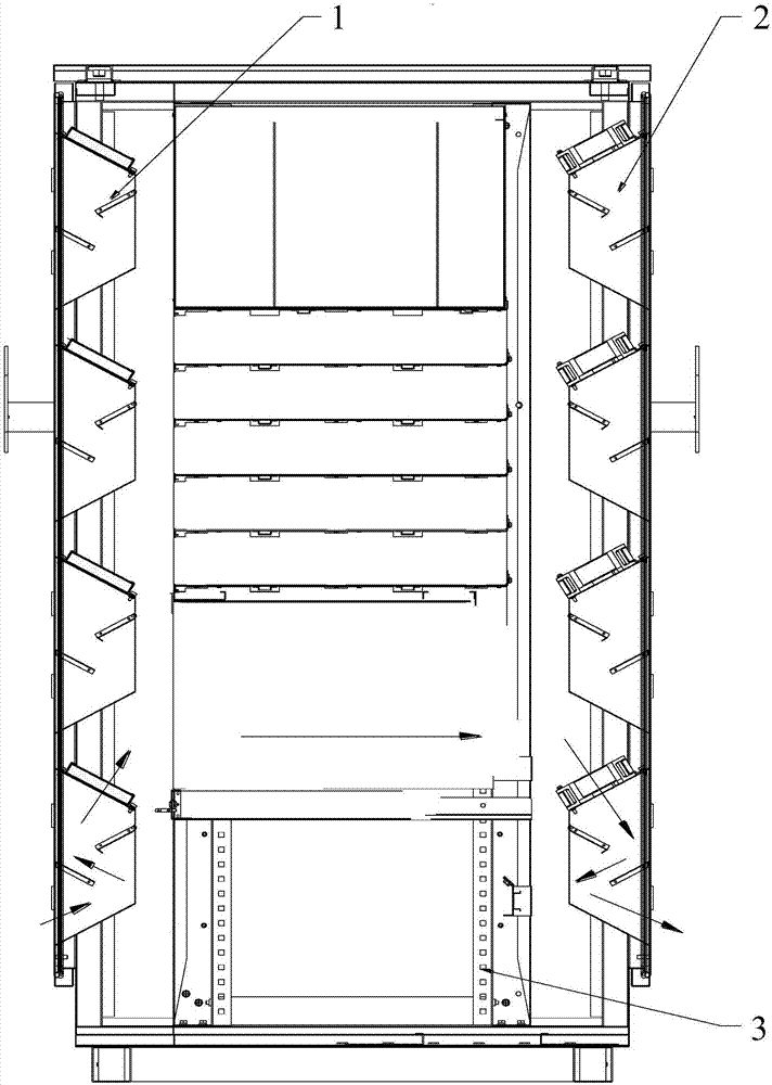 Power cabinet air inlet and outlet structure and power cabinet