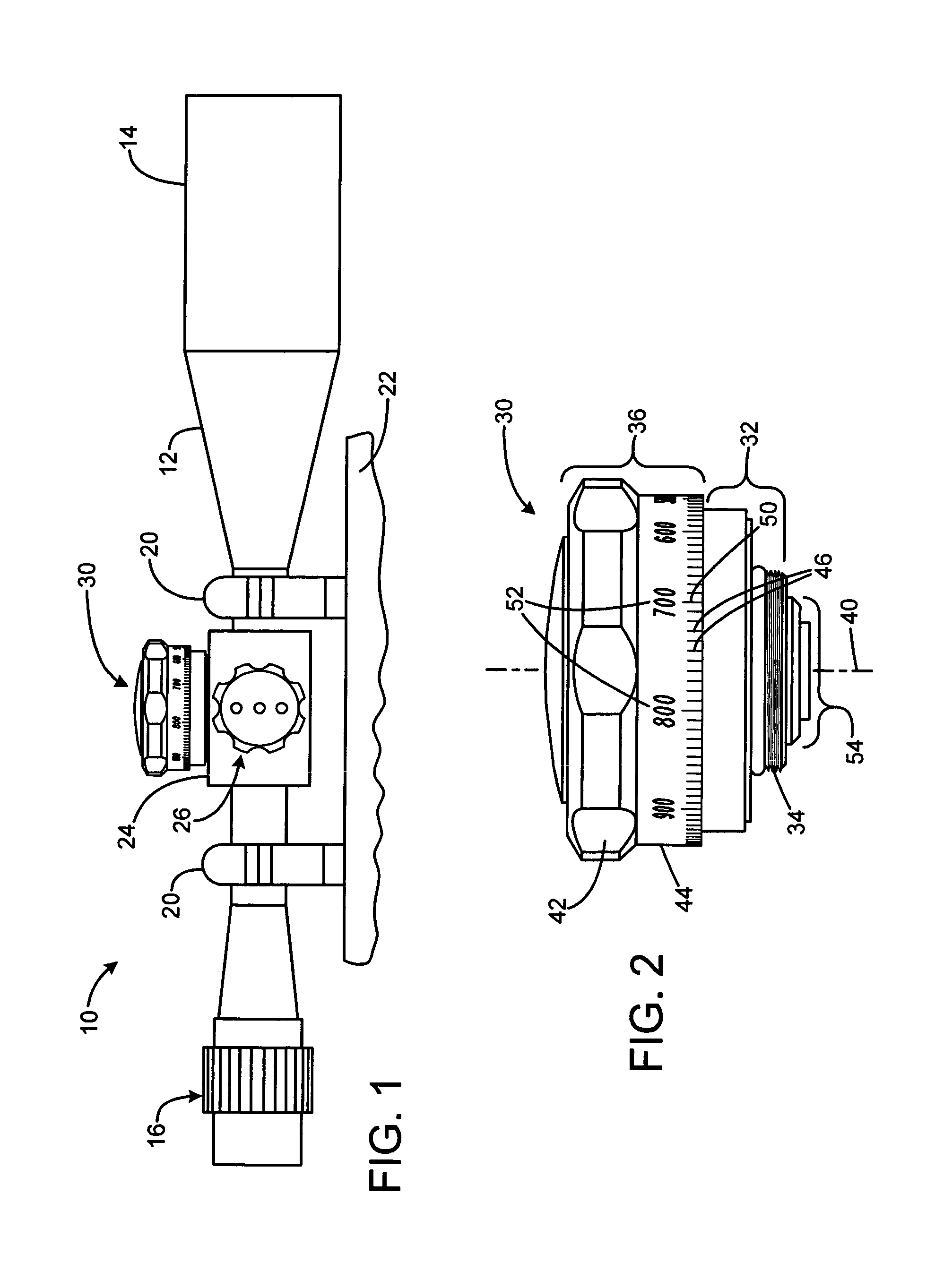 Rifle scope with adjustment knob having multiple detent forces