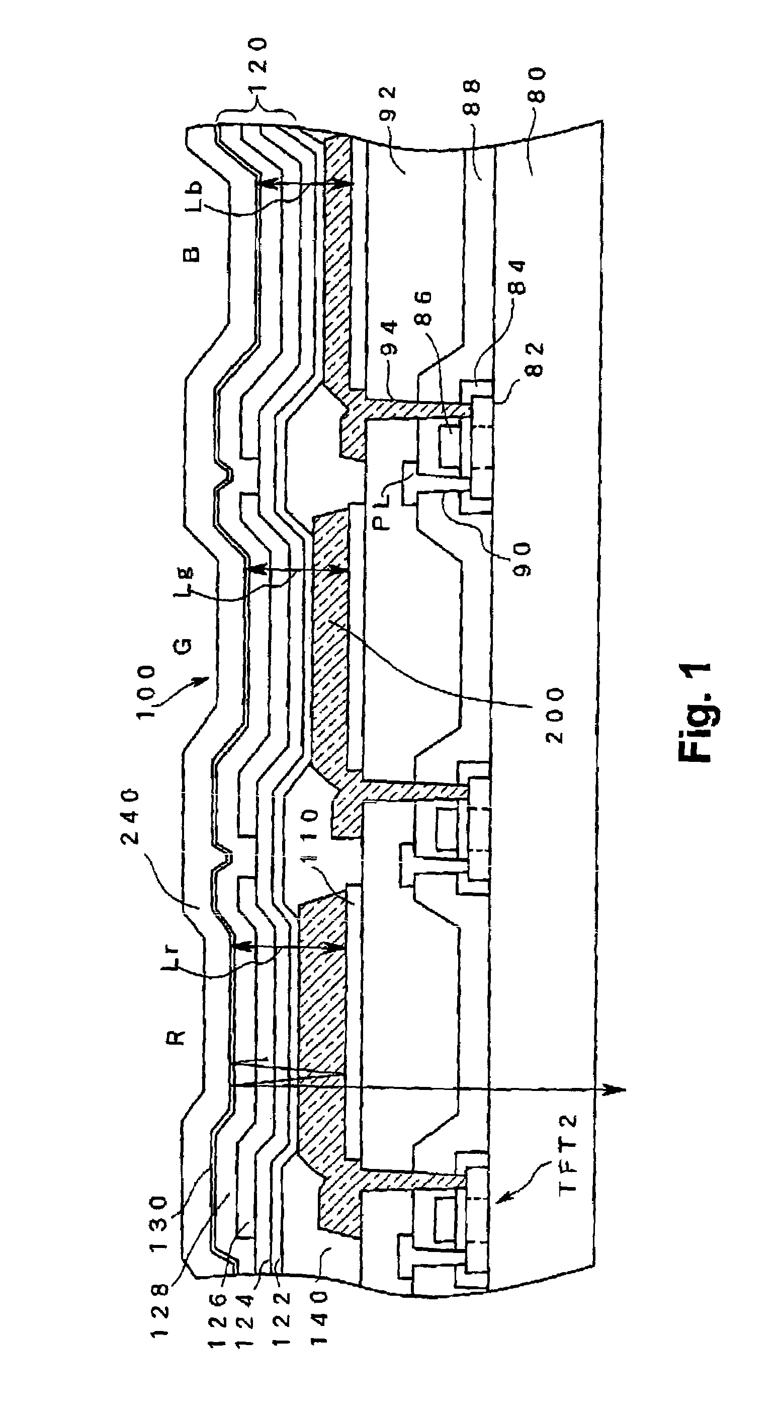 Method for manufacturing display device with conductive resonator spacer layers having different total thicknesses