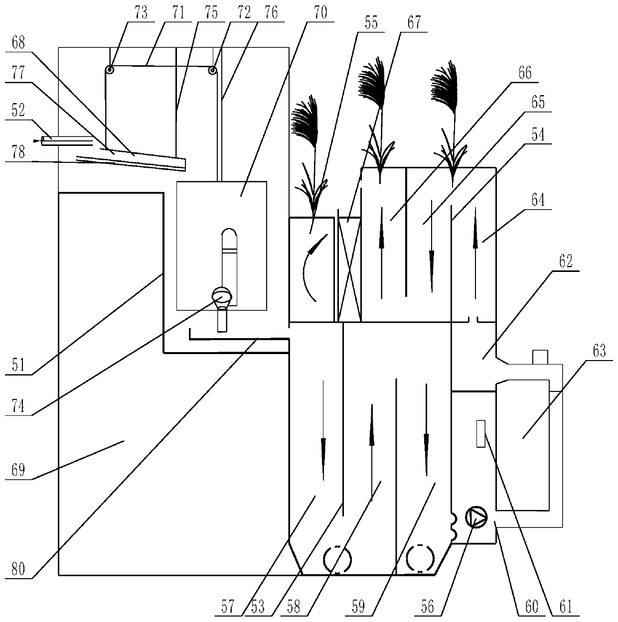 Feedstock solid-liquid separation unit for sewage treatment, and treatment apparatus thereof