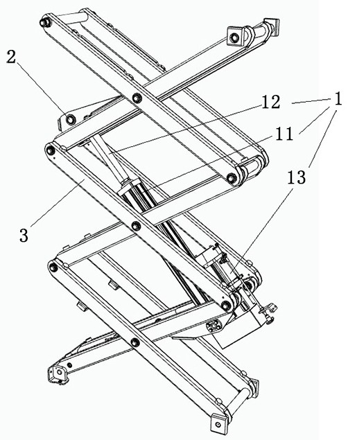 Scissor fork type aerial work platform and scissor fork lifting assembly thereof