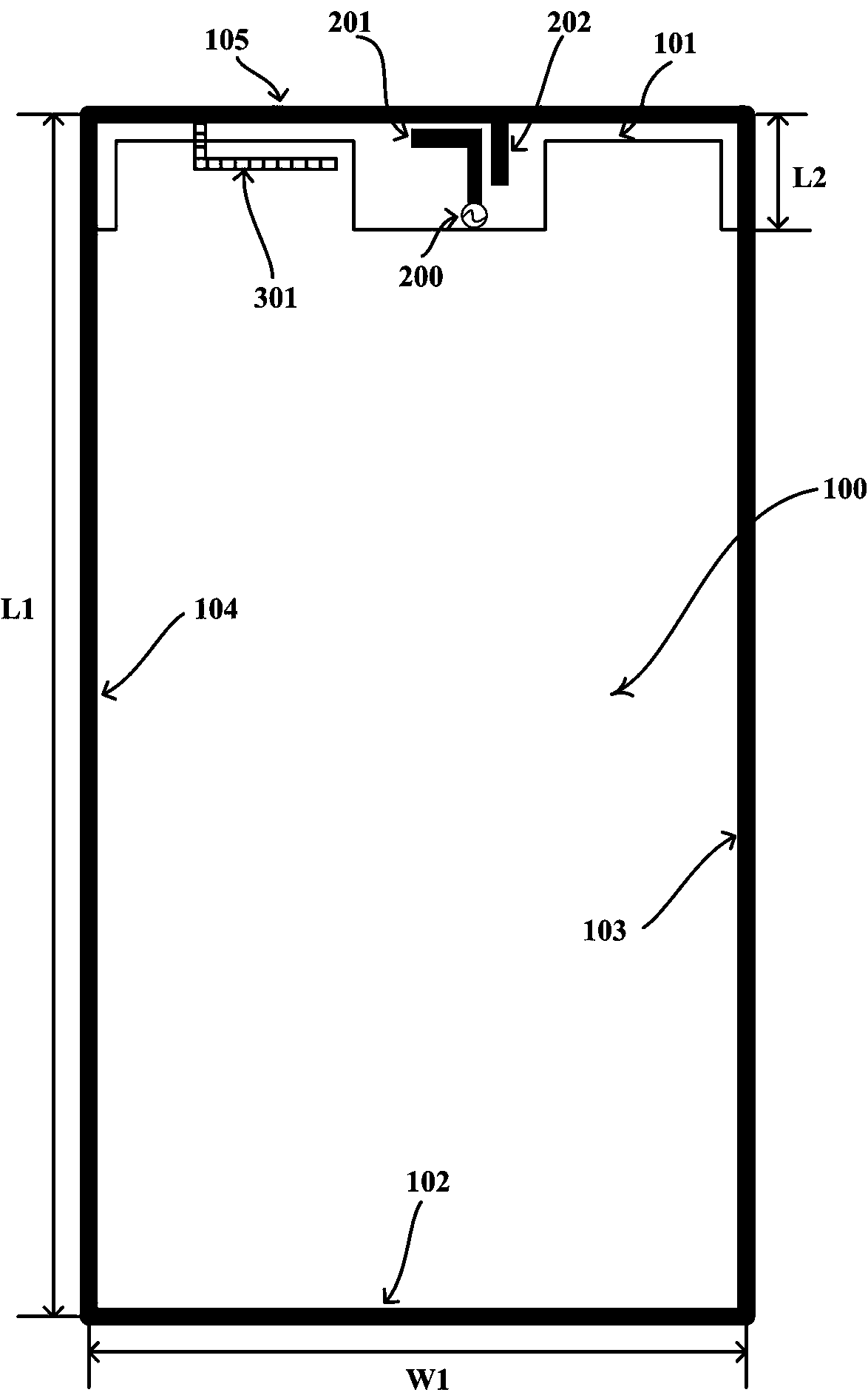 Double-frequency coupled antenna with metal frame