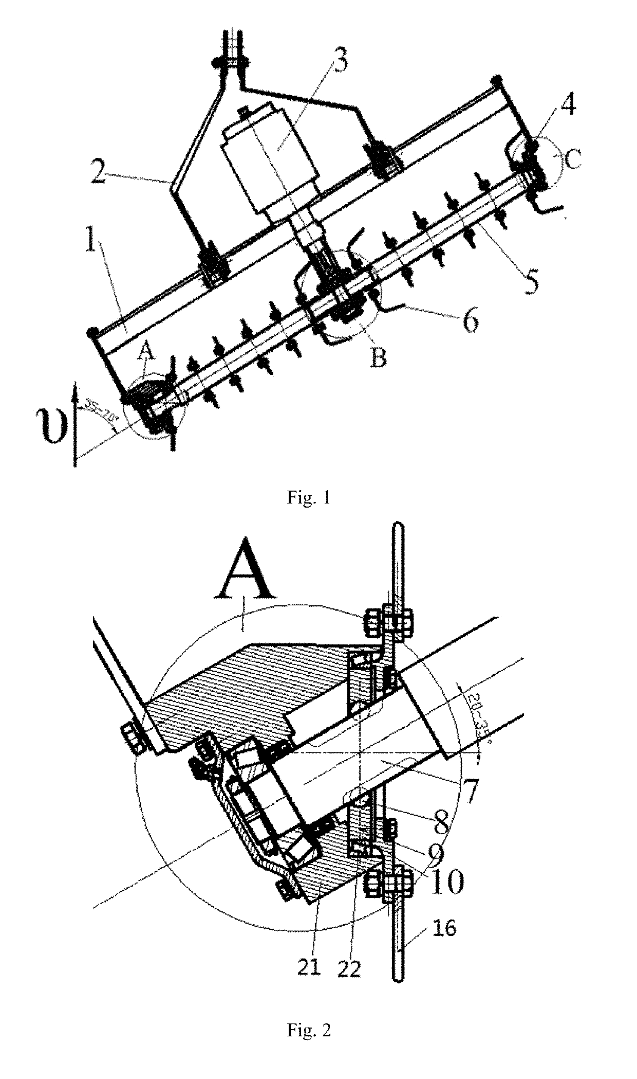 An oblique submerged reverse deep rotary tillage device