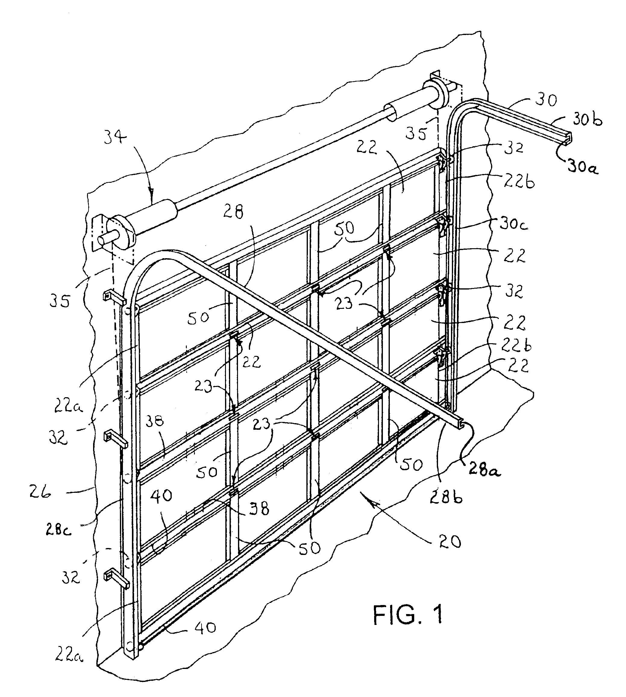 Method of assembly of an upward acting sectional door