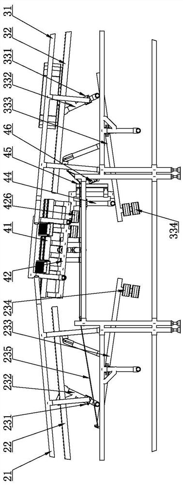 Alternate type material box conveying device