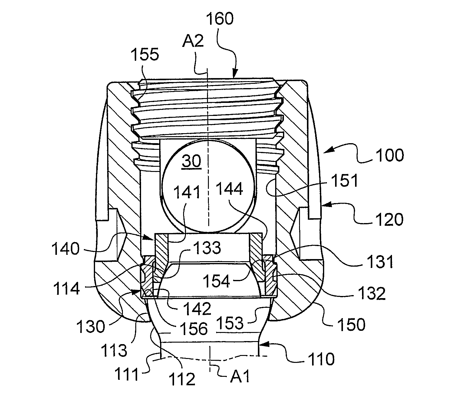 Spinal implant with a lockable ball joint
