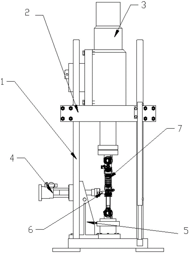 Hydro-pneumatic spring test bench with side force simulation device