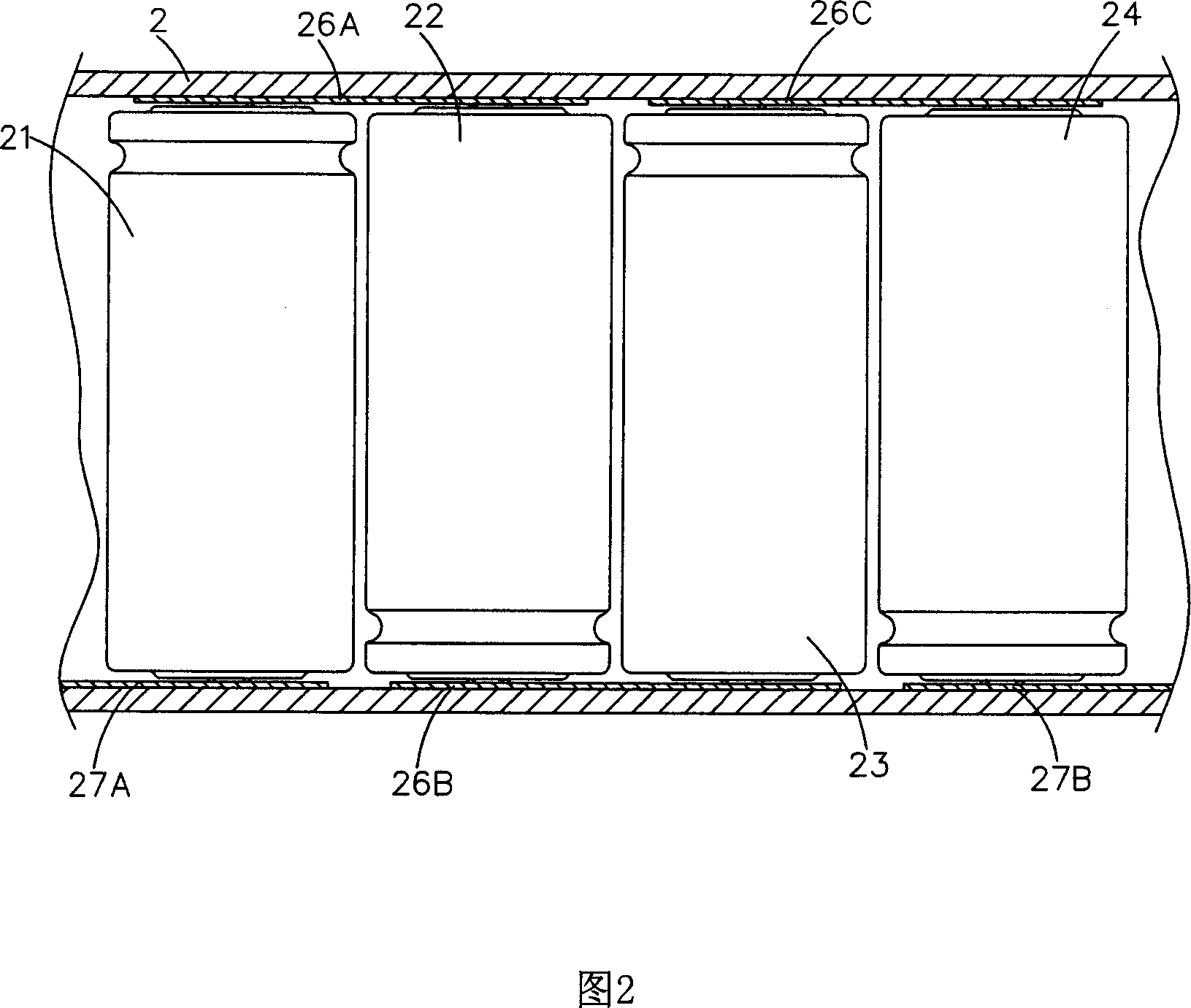Battery connecting wafer structure