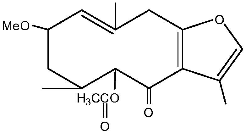 Application of 2-methyl-5-acetyl-4-furangerma-1(10)-alkene-6-ketone in preparing analgesics