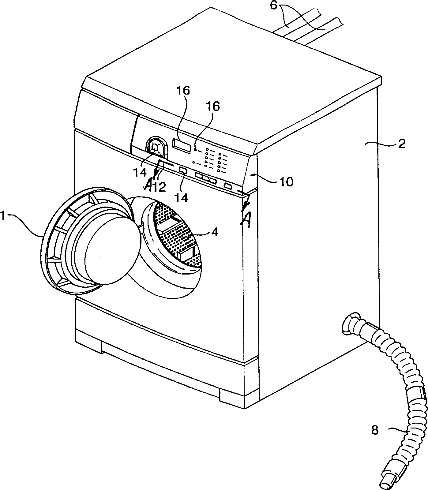 Button assembling structure of washer