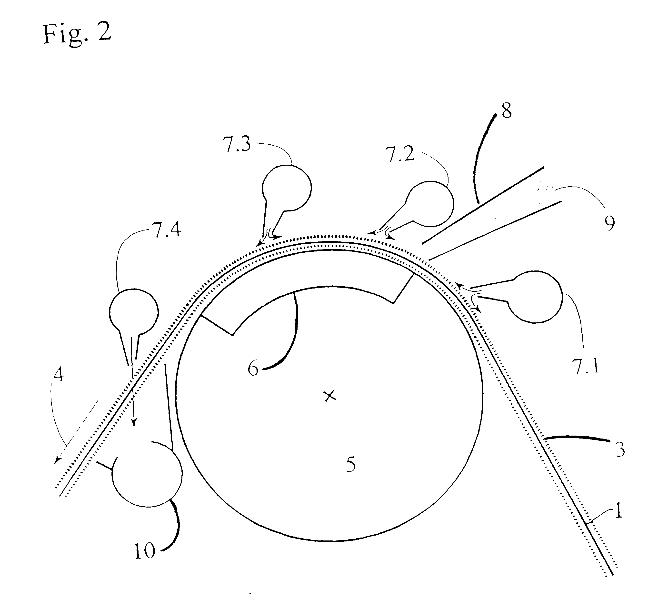 Process and device for acting on a paper or cardboard web with one of a fluid and pasty coating medium