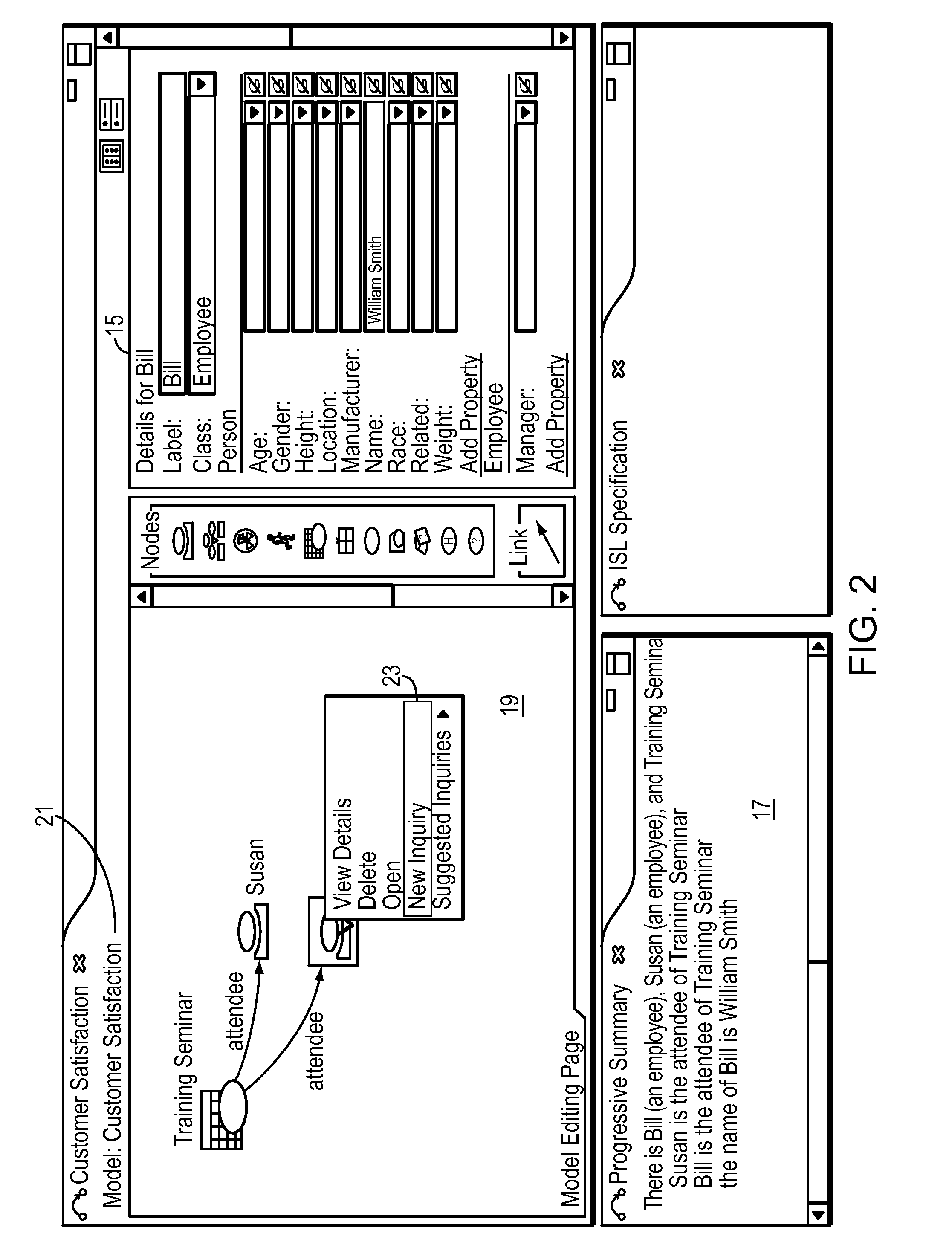 Computer method and apparatus for graphical inquiry specification with progressive summary